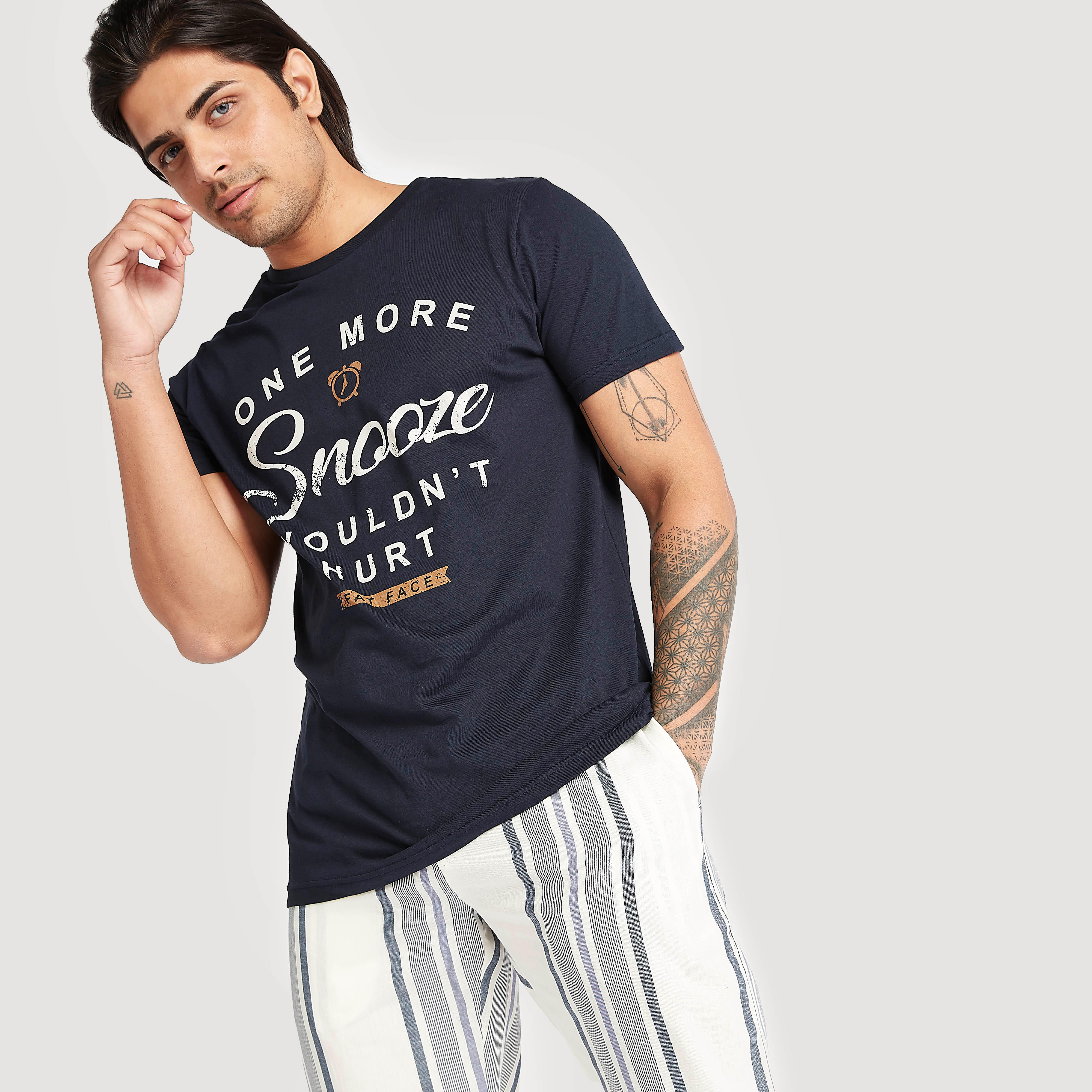 Printed Crew Neck T-shirt and Full Length Striped Pyjama Set-men-clothing-nightwear-sets-image-2