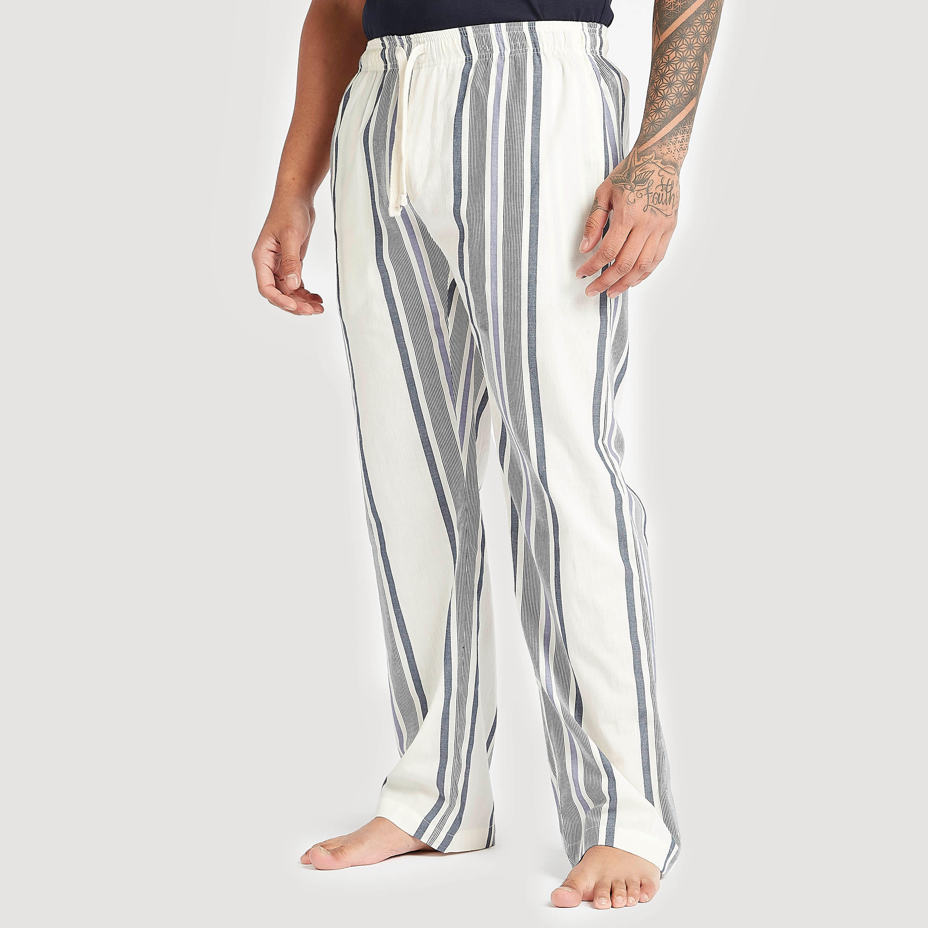 Printed Crew Neck T-shirt and Full Length Striped Pyjama Set-men-clothing-nightwear-sets-image-3