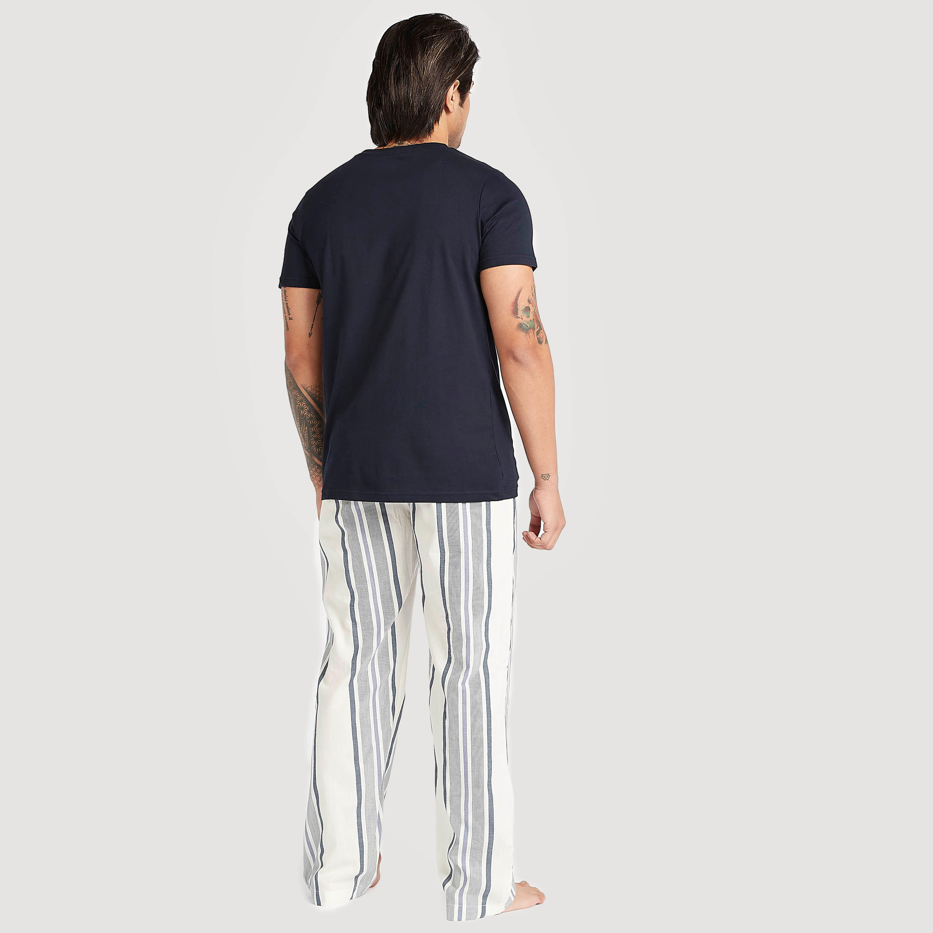 Printed Crew Neck T-shirt and Full Length Striped Pyjama Set-men-clothing-nightwear-sets-image-4