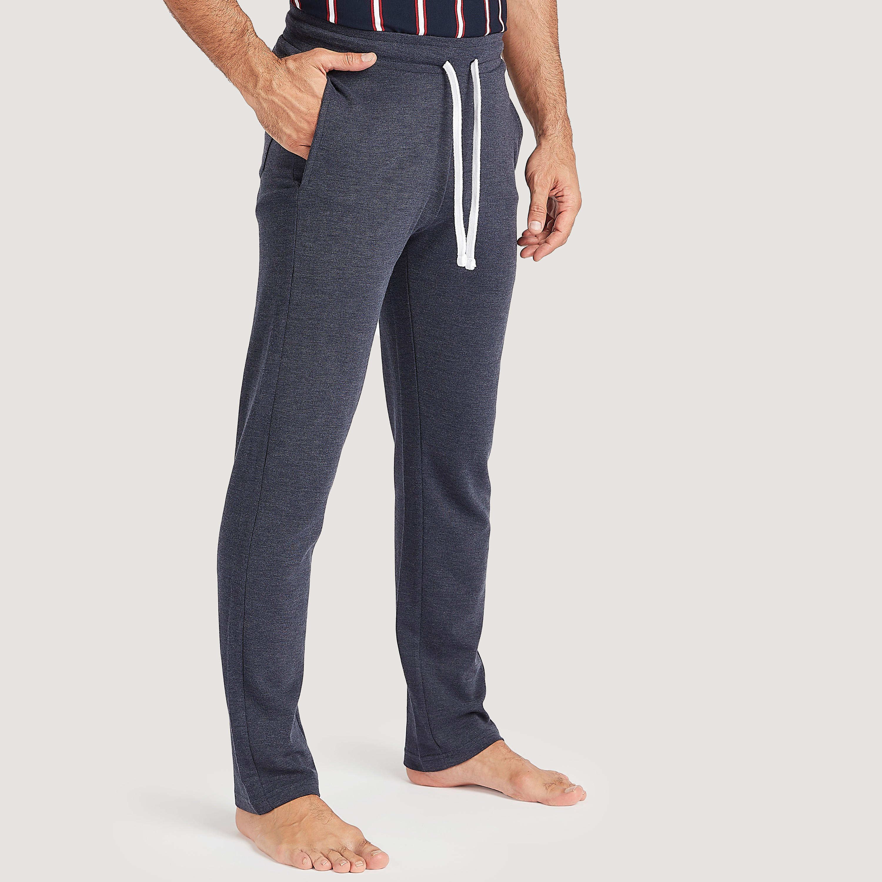 Striped Crew Neck T-shirt and Full Length Solid Pyjama Set-men-clothing-nightwear-sets-image-4