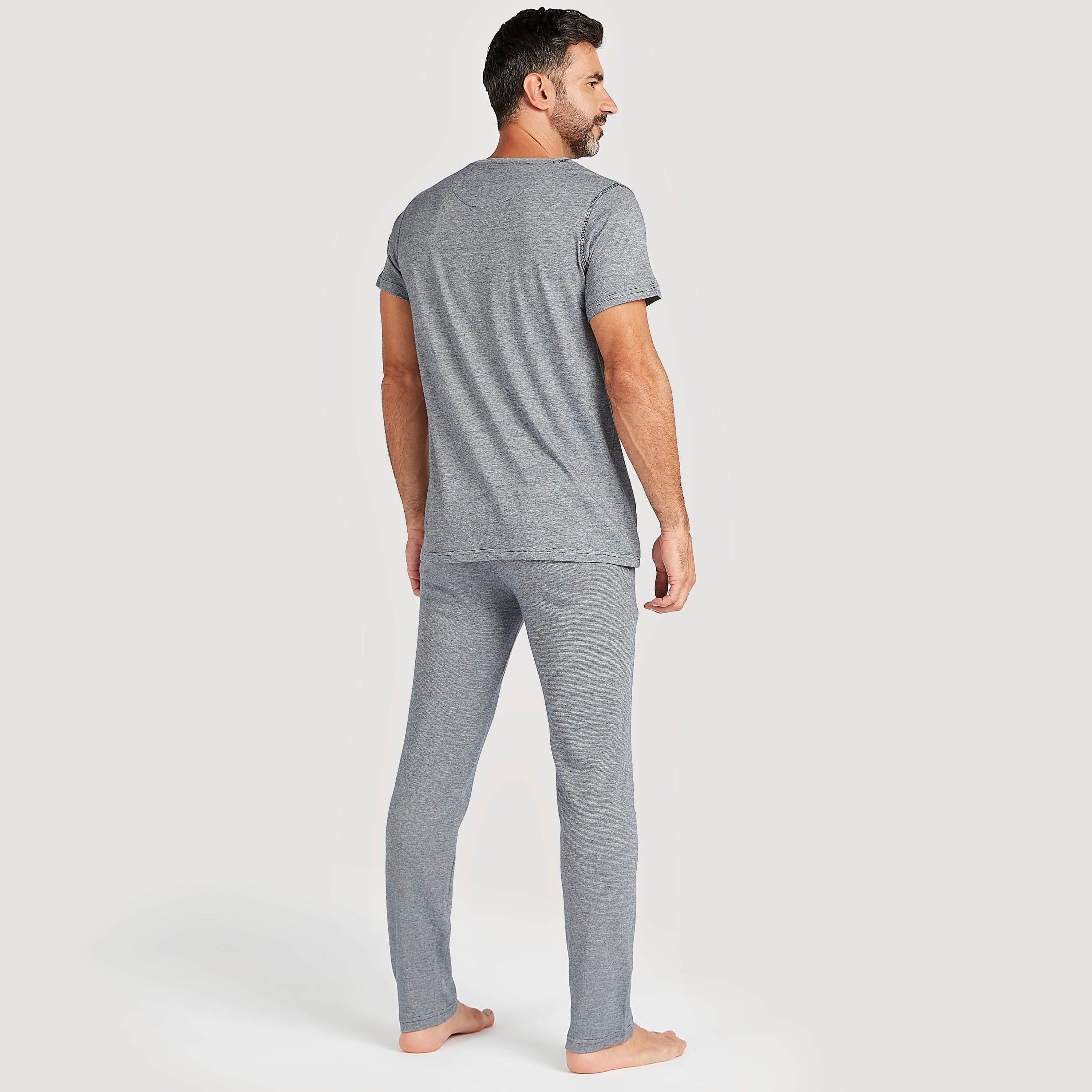 Solid Henley Neck T-shirt and Full Length Pyjama Set-men-clothing-nightwear-sets-image-3