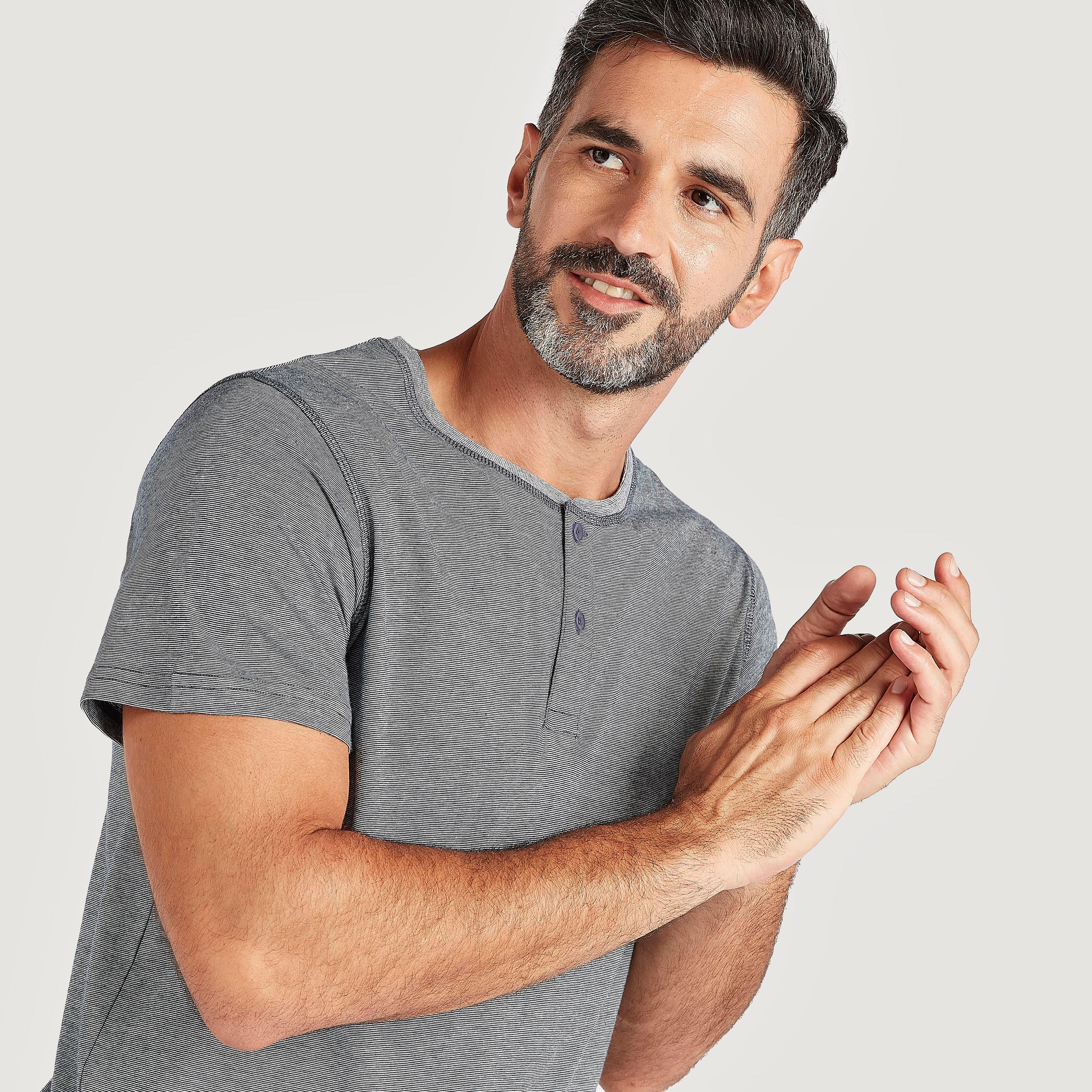 Solid Henley Neck T-shirt and Full Length Pyjama Set-men-clothing-nightwear-sets-image-5