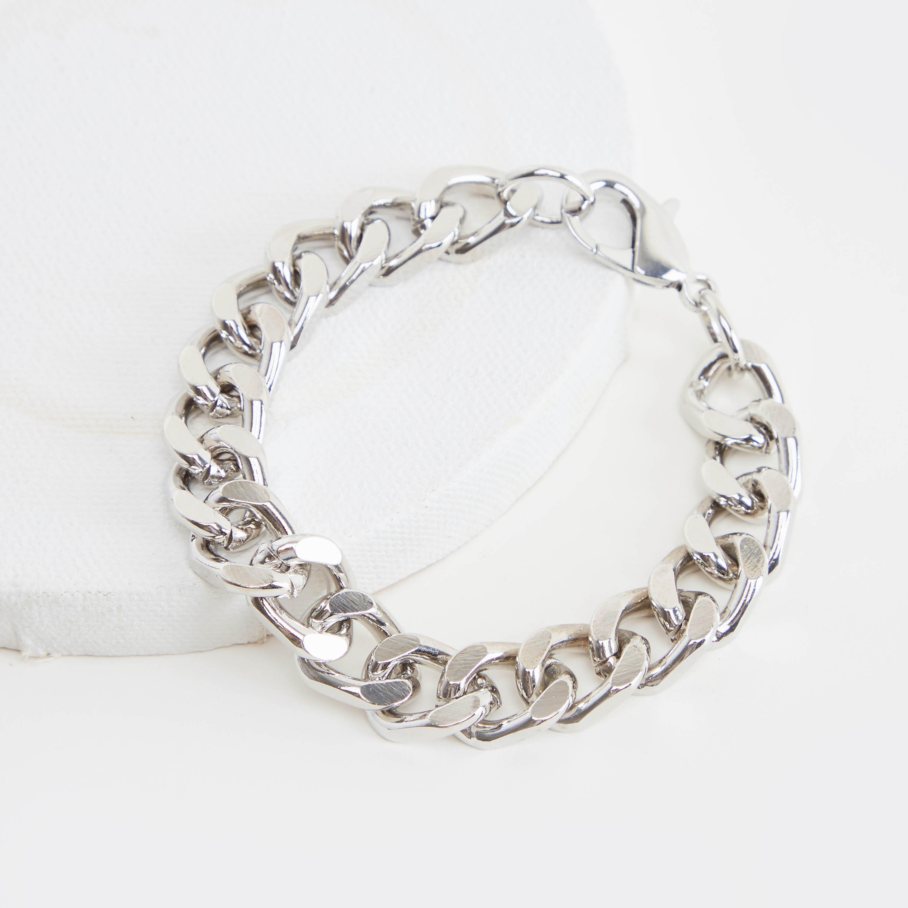 Metallic Chain Link Bracelet with Lobster Clasp-men-watchesandjewellery-bracelets-image-5