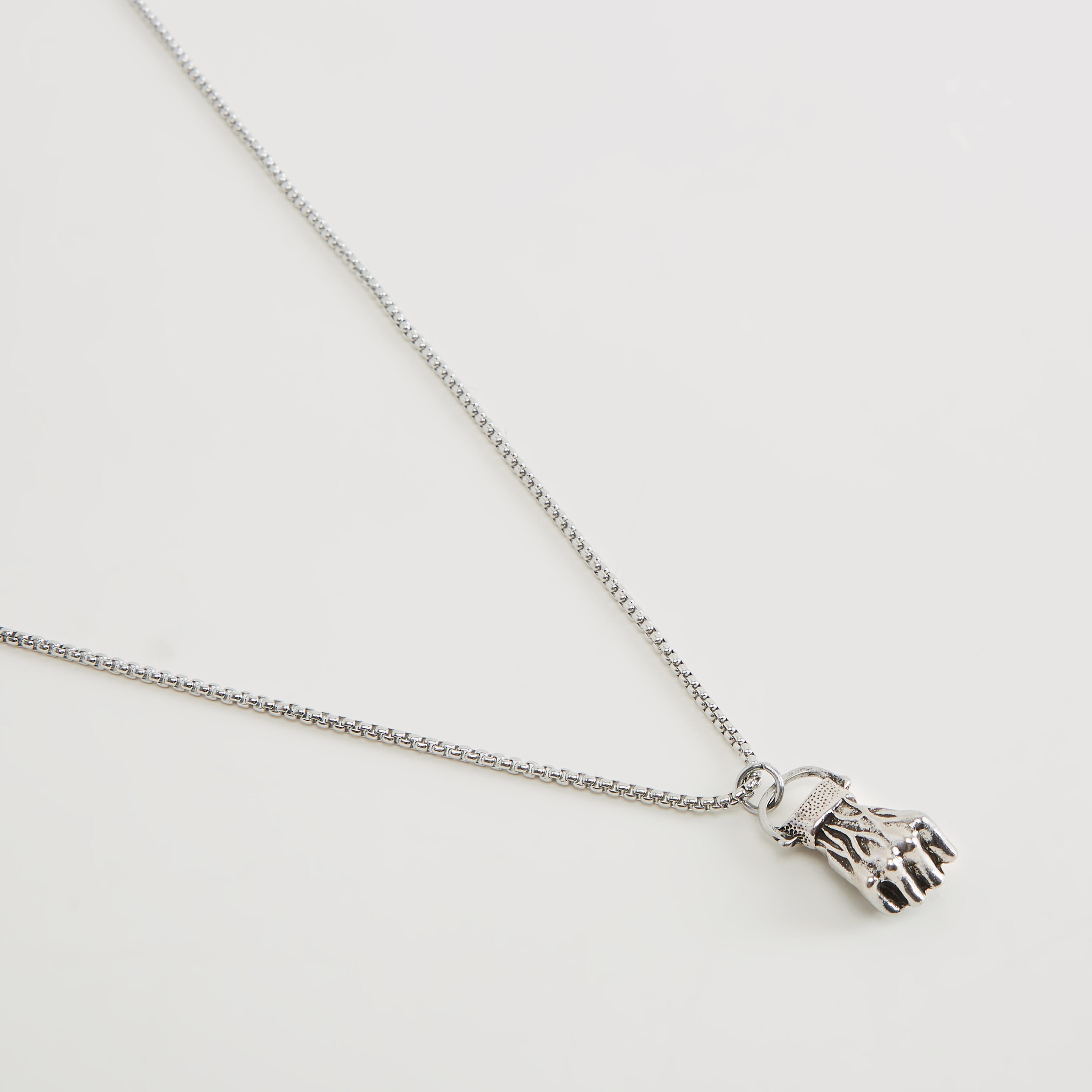 Metallic Fist Pendant Necklace with Lobster Clasp-men-watchesandjewellery-necklacesandpendants-image-1