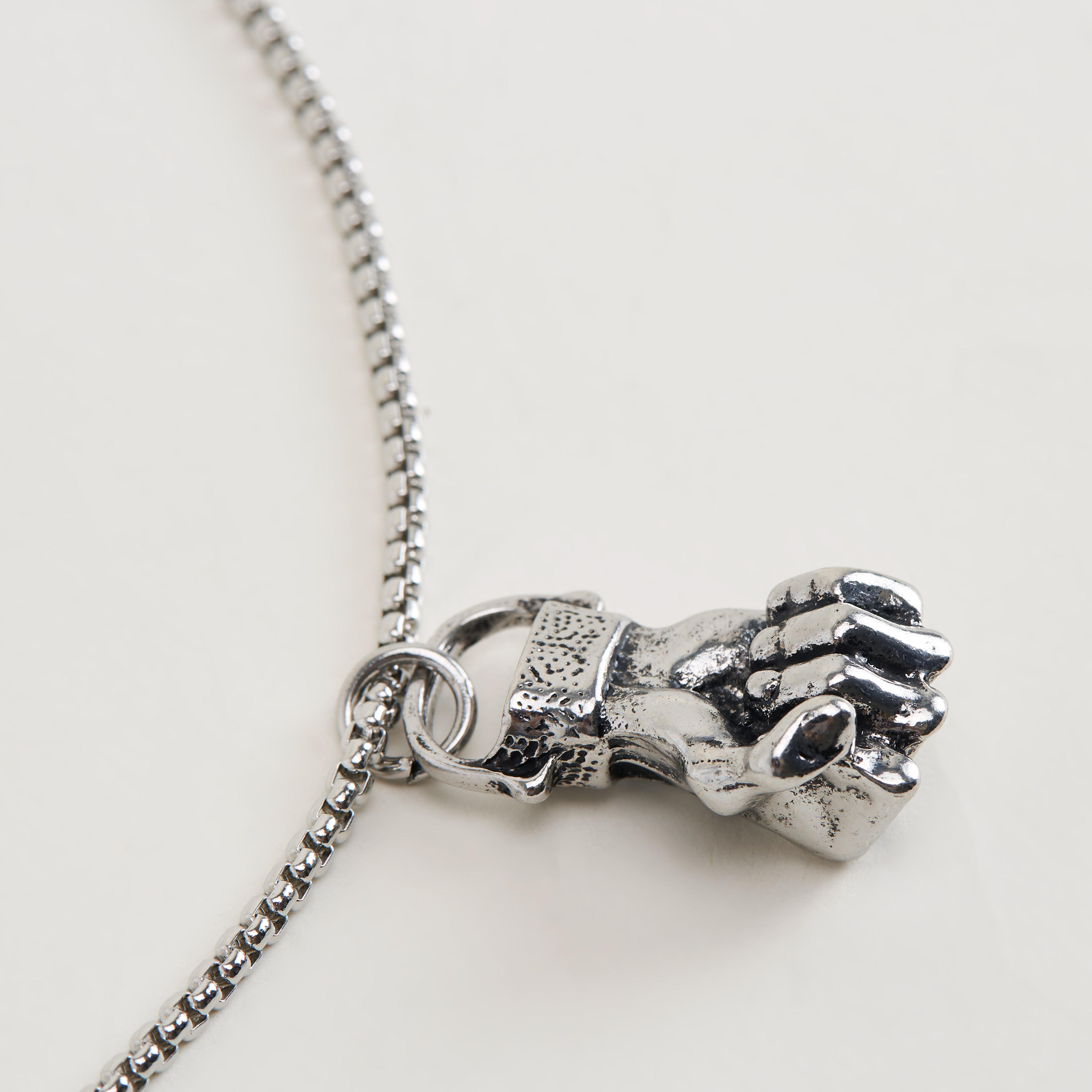 Metallic Fist Pendant Necklace with Lobster Clasp-men-watchesandjewellery-necklacesandpendants-image-3