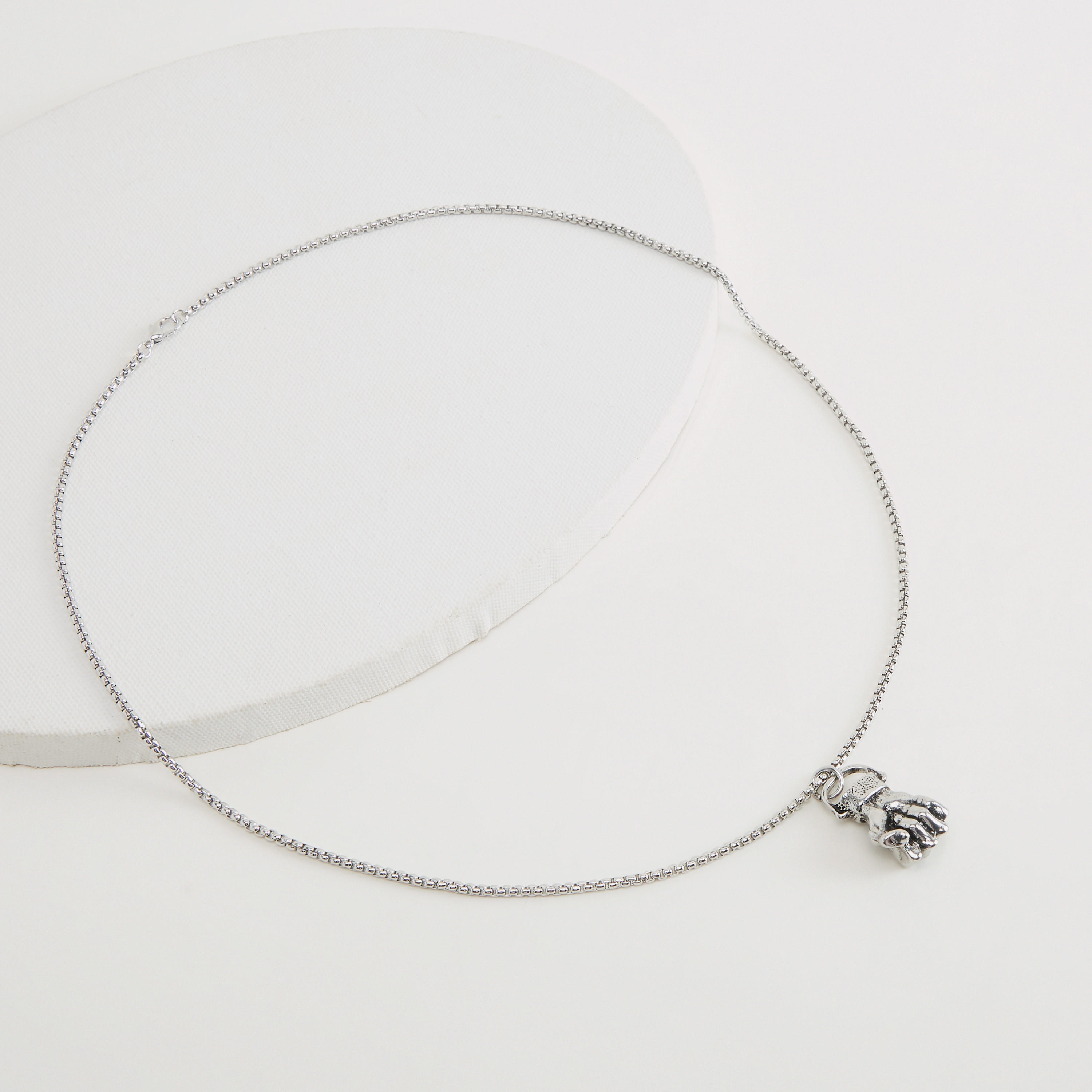 Metallic Fist Pendant Necklace with Lobster Clasp-men-watchesandjewellery-necklacesandpendants-image-5