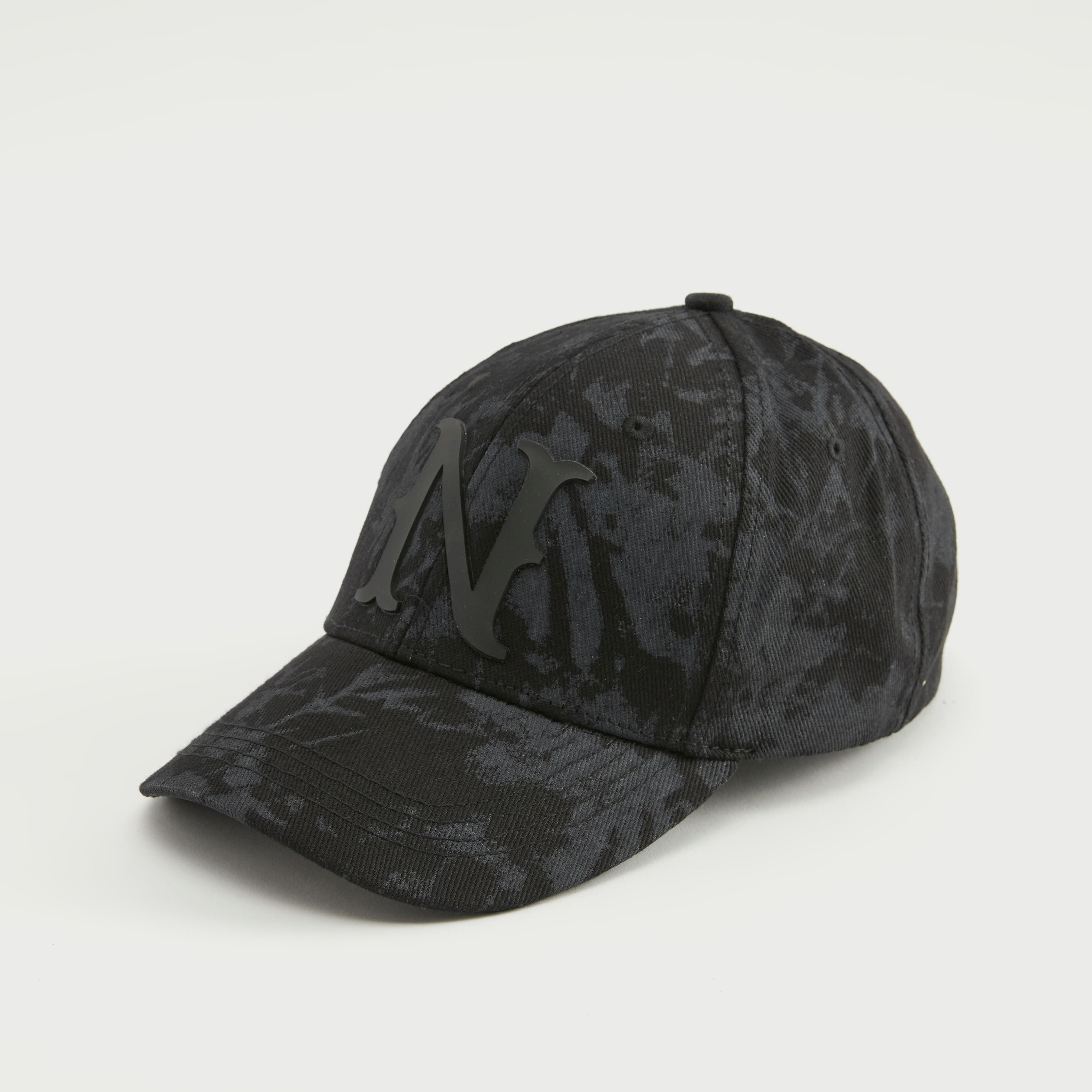 Printed Cap with Snap Back Closure and Applique Detail-men-caps-image-1