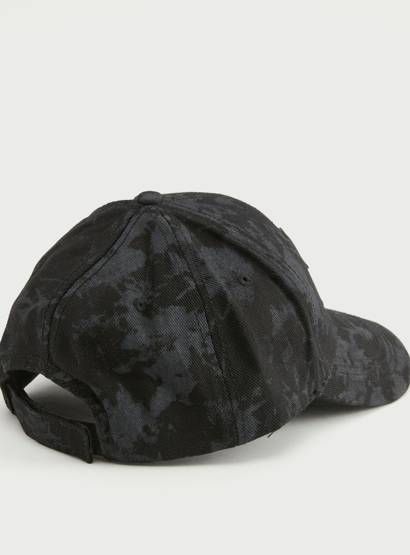Printed Cap with Snap Back Closure and Applique Detail-men-caps-image-4