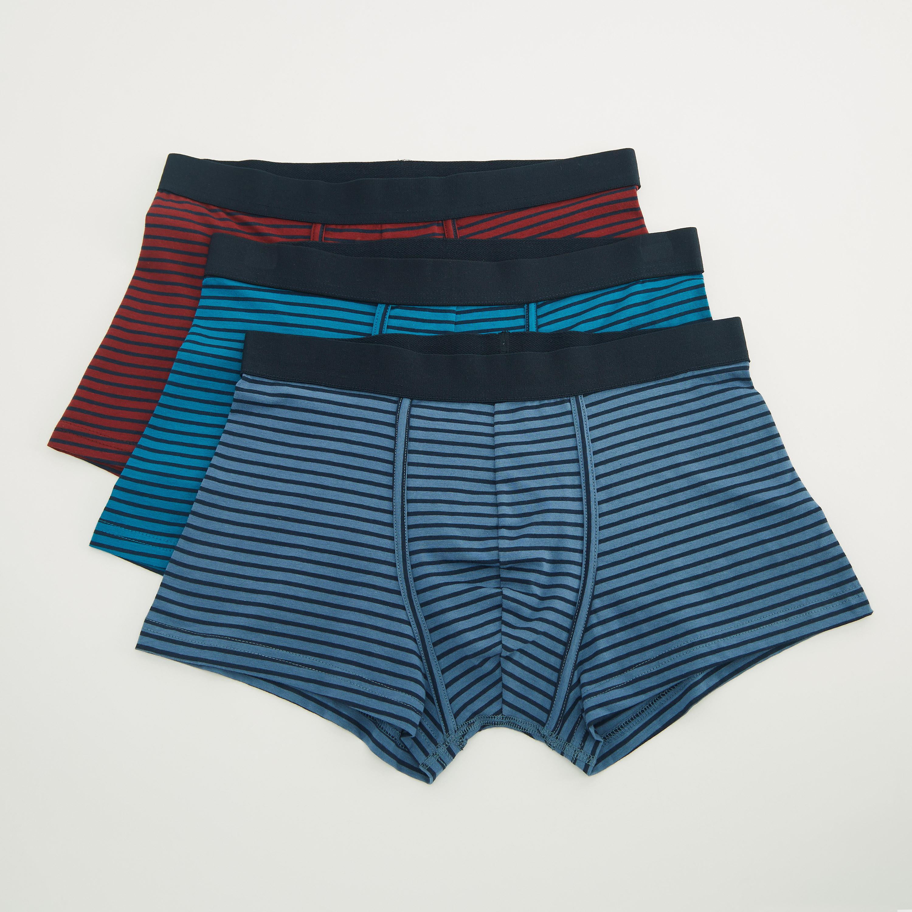 شورت ترانك مخطط بخصر مطّاطي - طقم من 3 قطع-men-clothing-innerwear-underwear-image-1