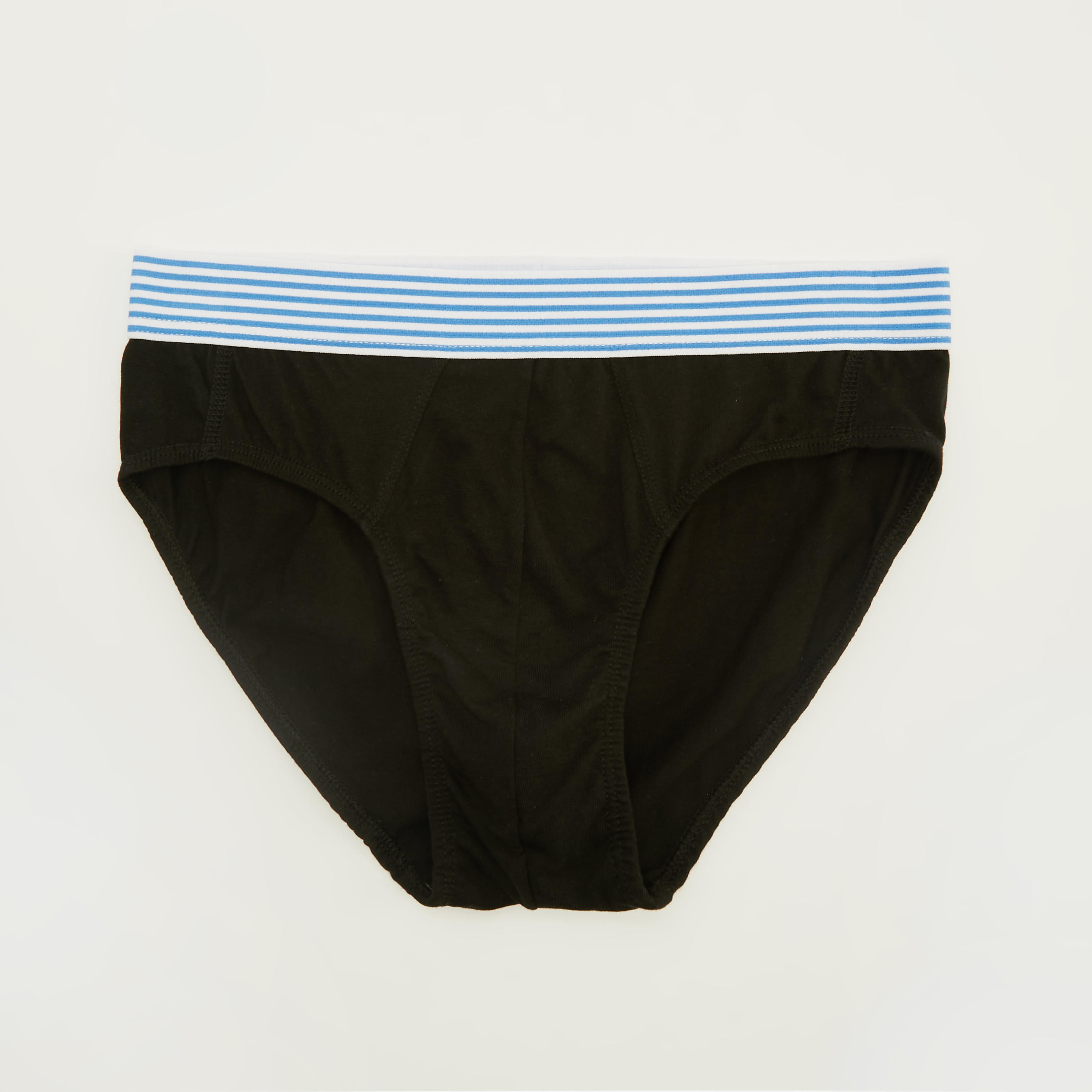 سراويل داخلية سادة بخصر مقلّم - طقم من 3 قطع-men-clothing-innerwear-underwear-image-2