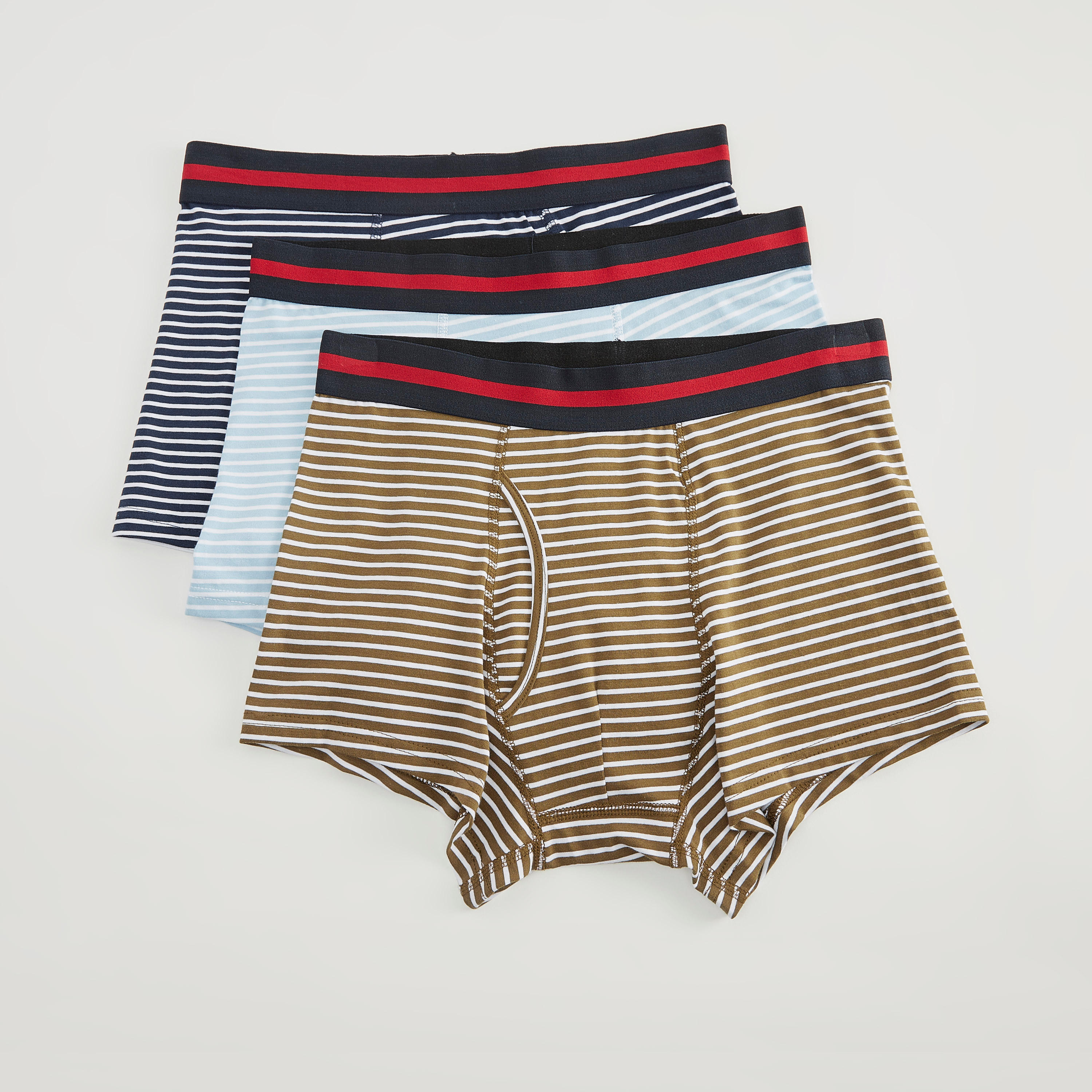 شورت ترانك مخطط بخصر مطّاطي - طقم من 3 قطع-men-clothing-innerwear-underwear-image-1