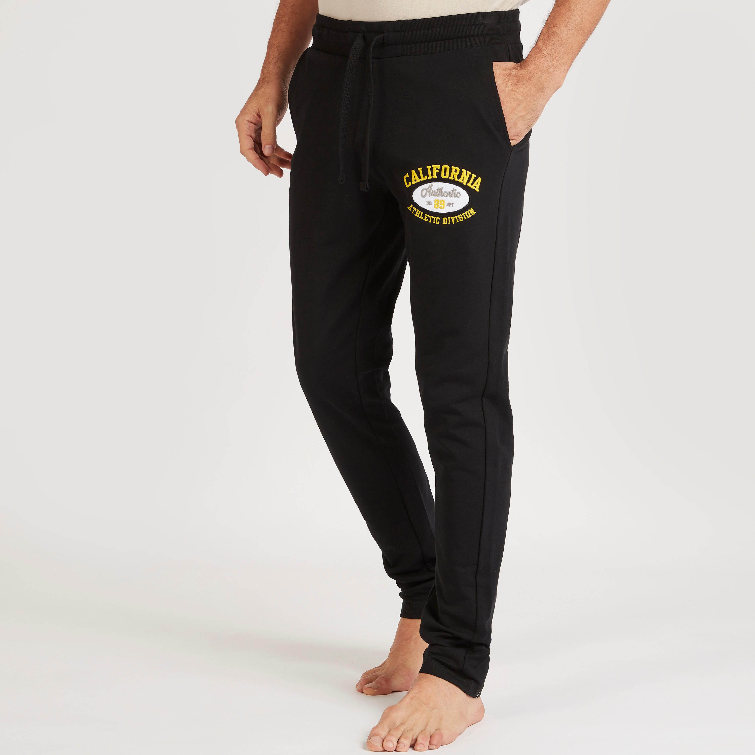 Embroidered Full Length Pyjamas with Drawstring Closure and Pockets-men-clothing-nightwear-pyjamaandshorts-image-1