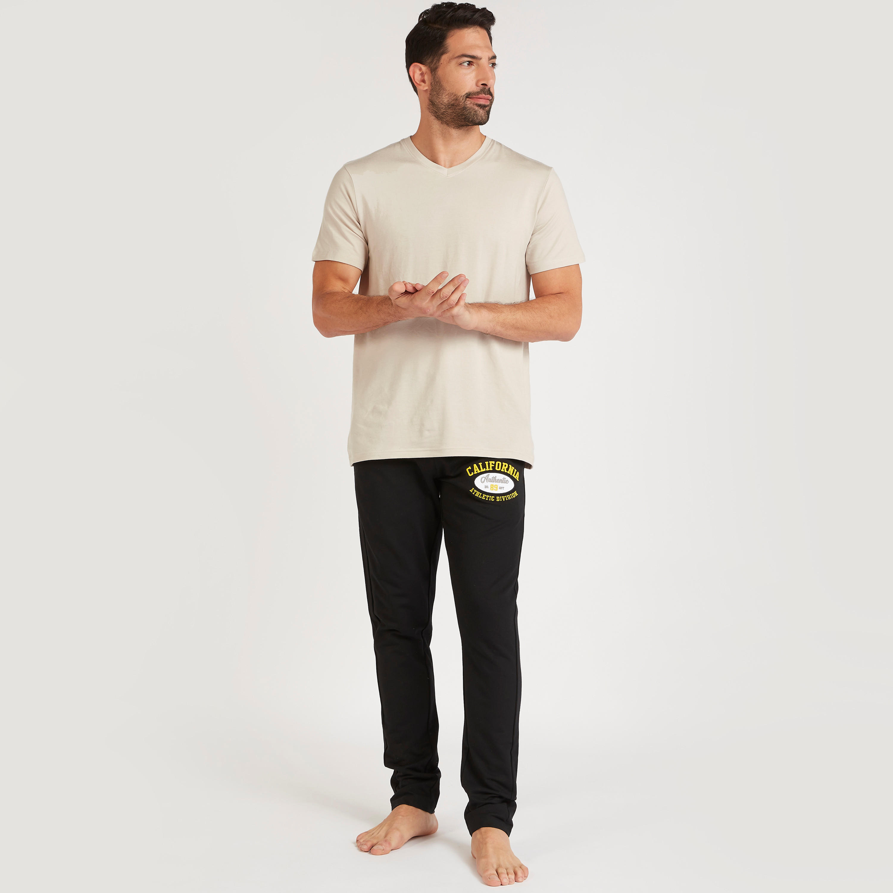 Embroidered Full Length Pyjamas with Drawstring Closure and Pockets-men-clothing-nightwear-pyjamaandshorts-image-2