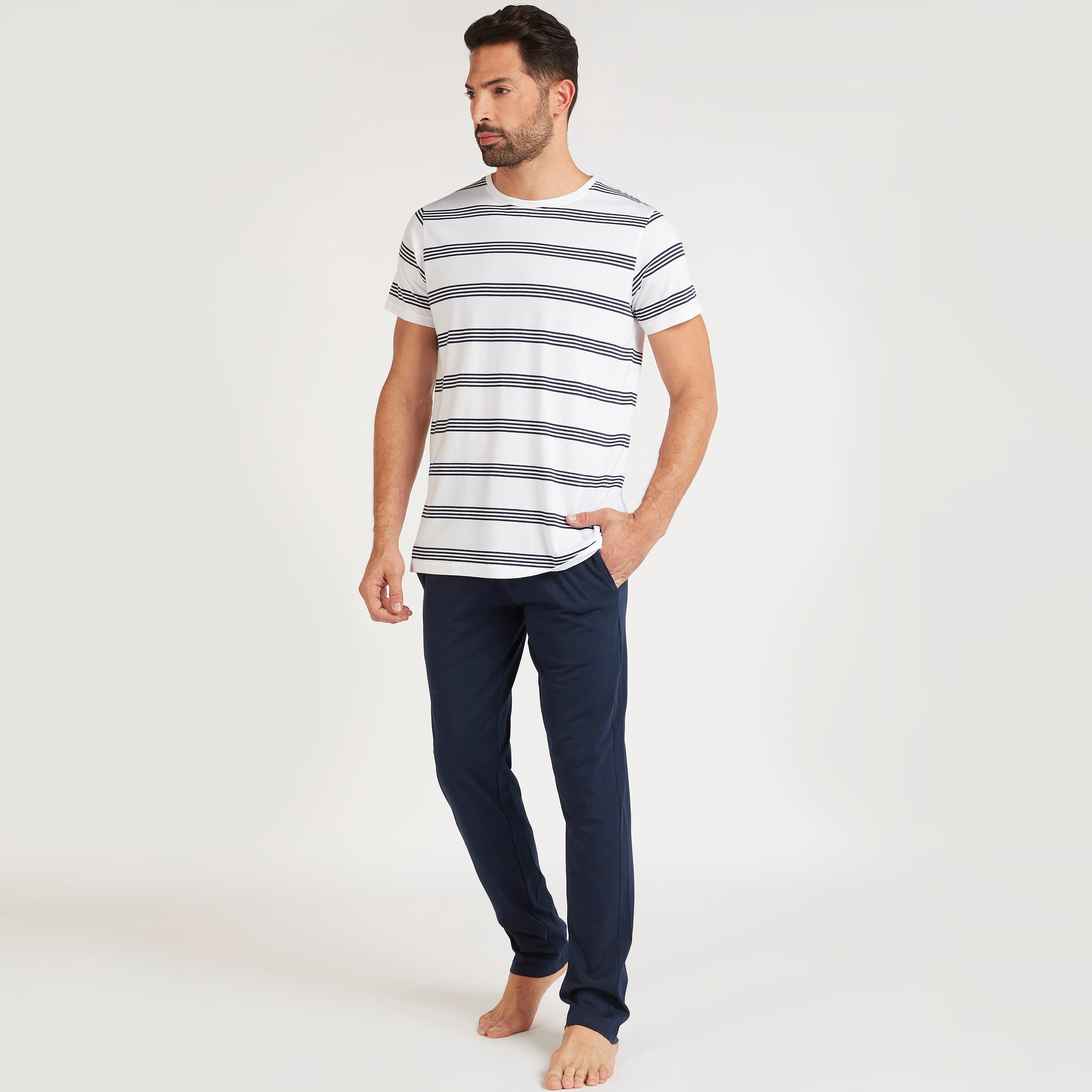 طقم بنطلون بيجاما طويل وتيشيرت مخطّط-men-clothing-nightwear-sets-image-4