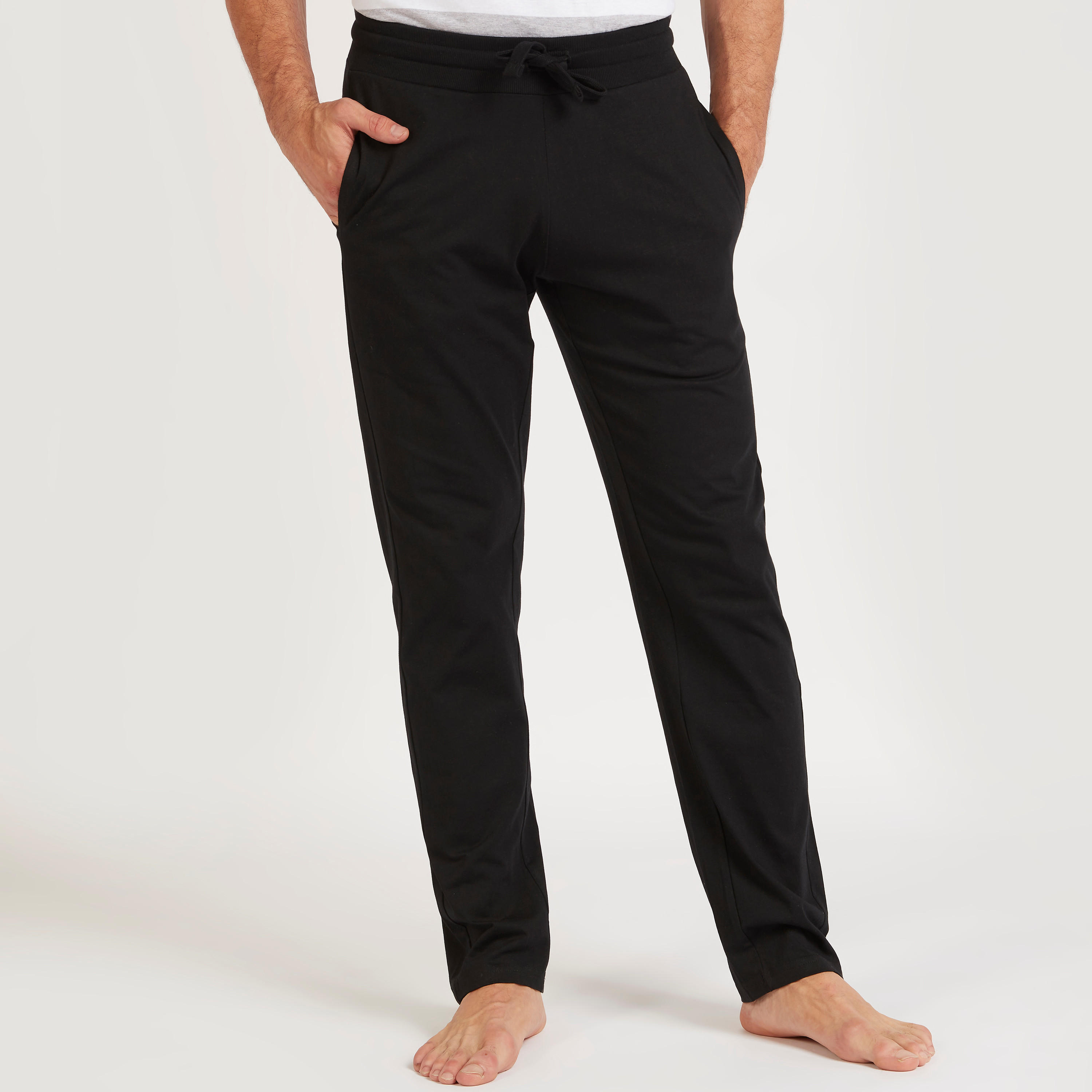 طقم بنطلون بيجاما طويل وتيشيرت مخطّط بياقة ضيقة-men-clothing-nightwear-sets-image-2