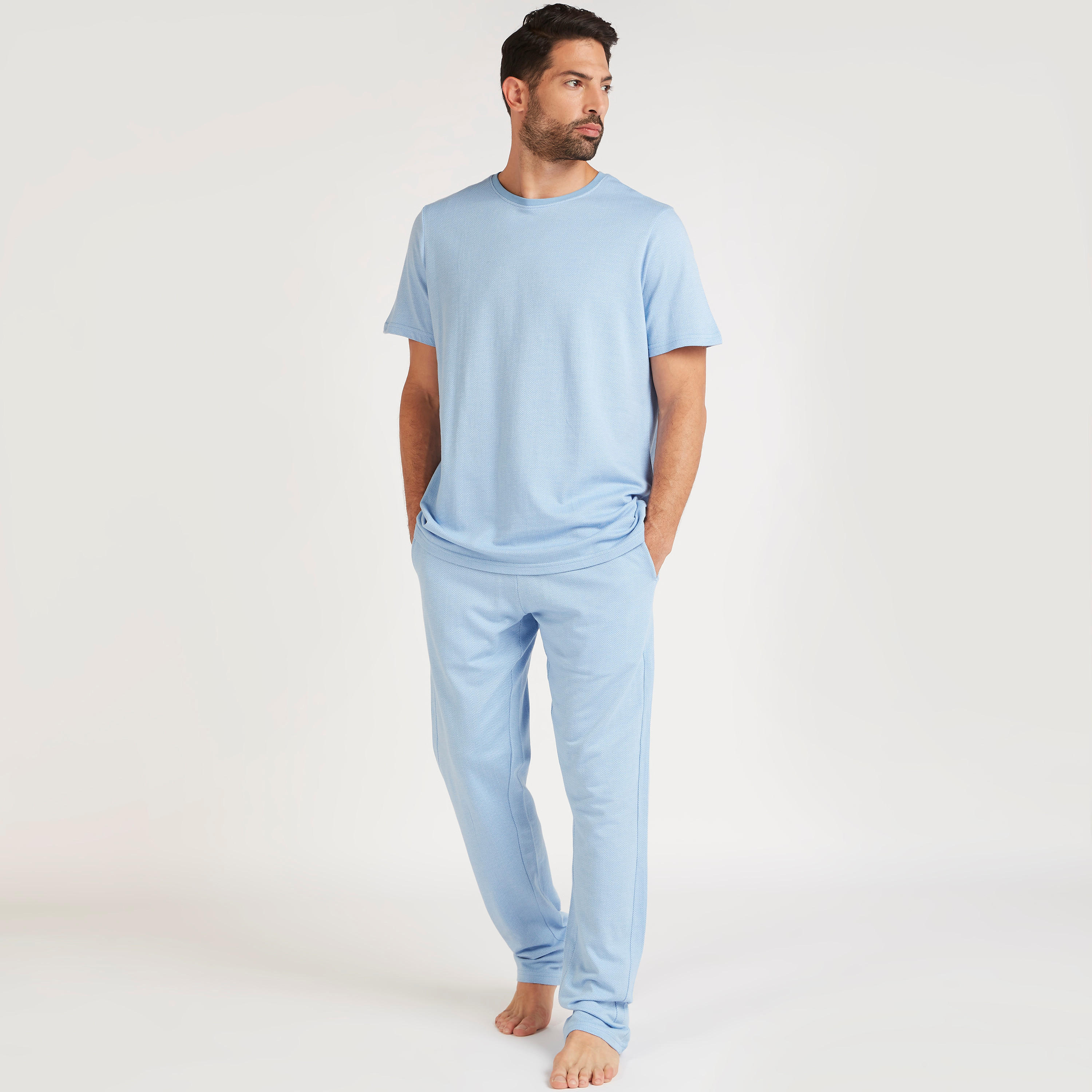 Solid Crew Neck T-shirt and Full Length Pyjama Set-men-clothing-nightwear-sets-image-1