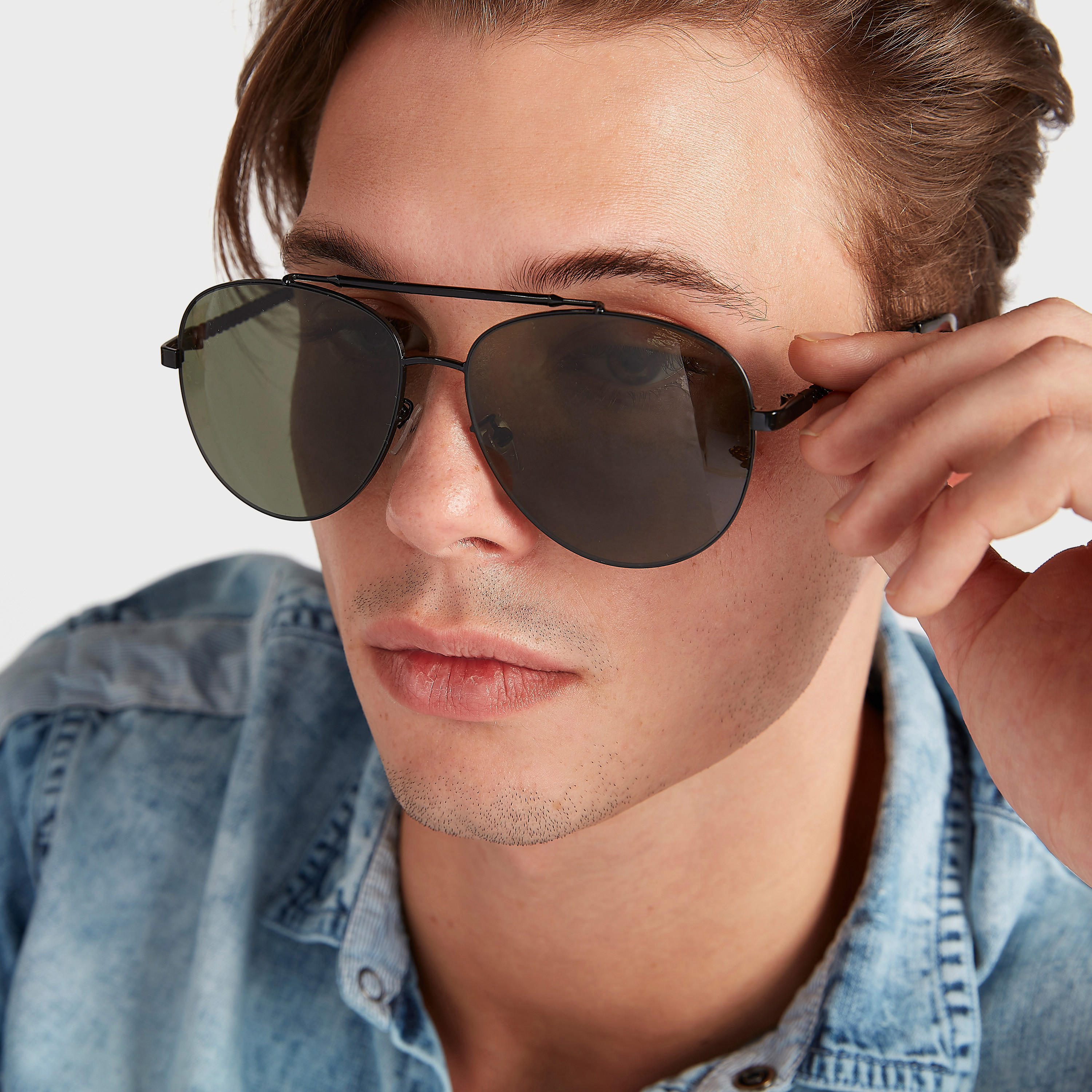 نظّارة شمسية أفياتور بإطار كامل ووسادات للأنف-men-sunglasses-image-2