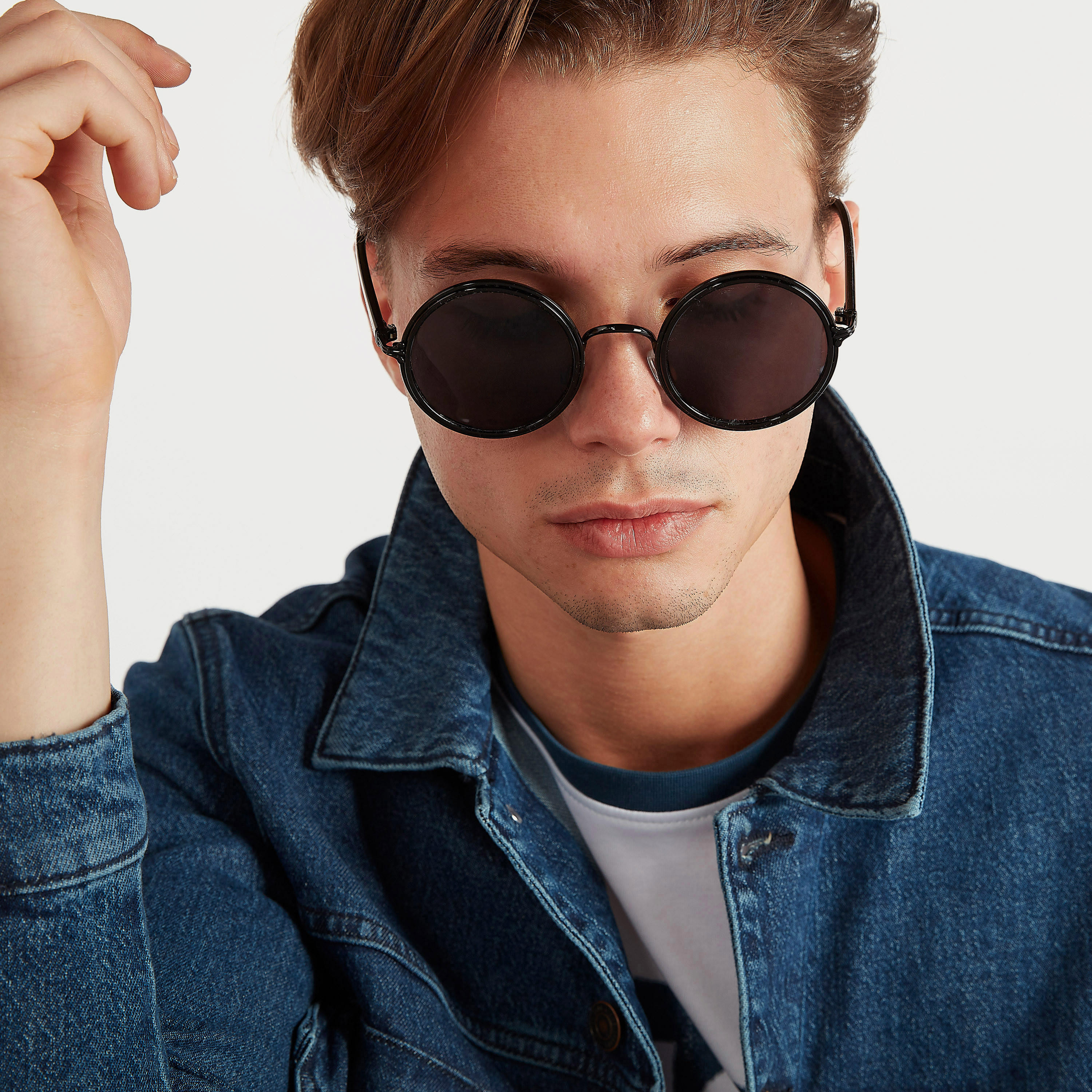 نظّارة شمسية مستديرة بإطار كامل ووسادات للأنف-men-sunglasses-image-2