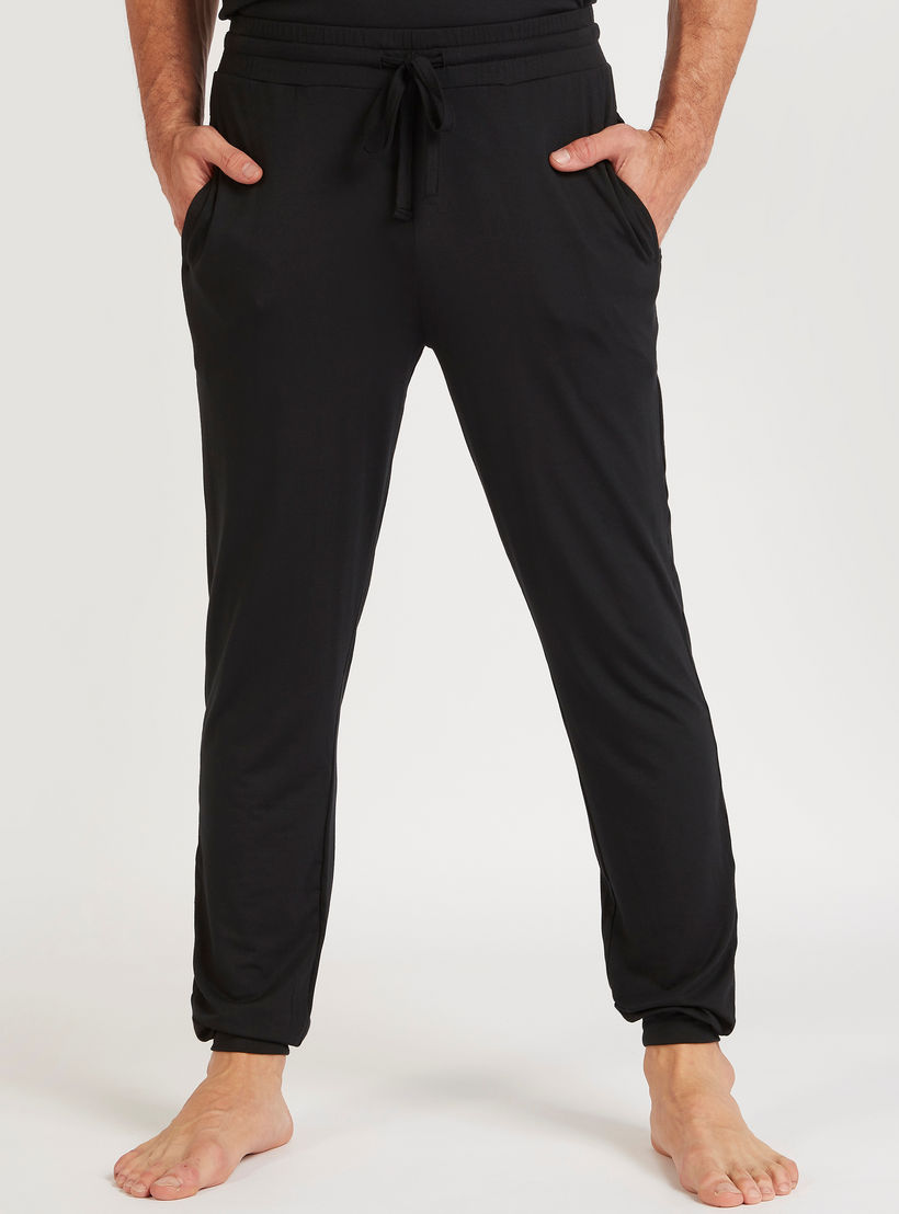 Solid Henley Neck T-shirt and Full Length Pyjama Set-men-clothing-nightwear-sets-image-2