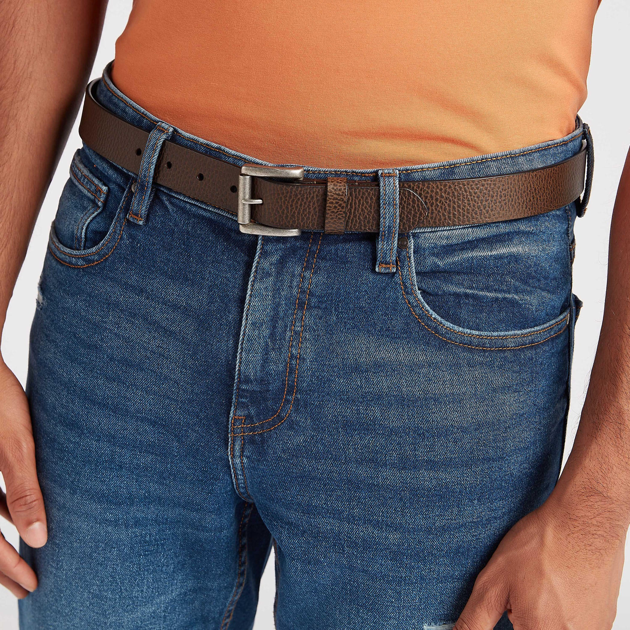 حزام خصر بارز الملمس بإبزيم إغلاق-men-beltsandwallets-belts-image-2