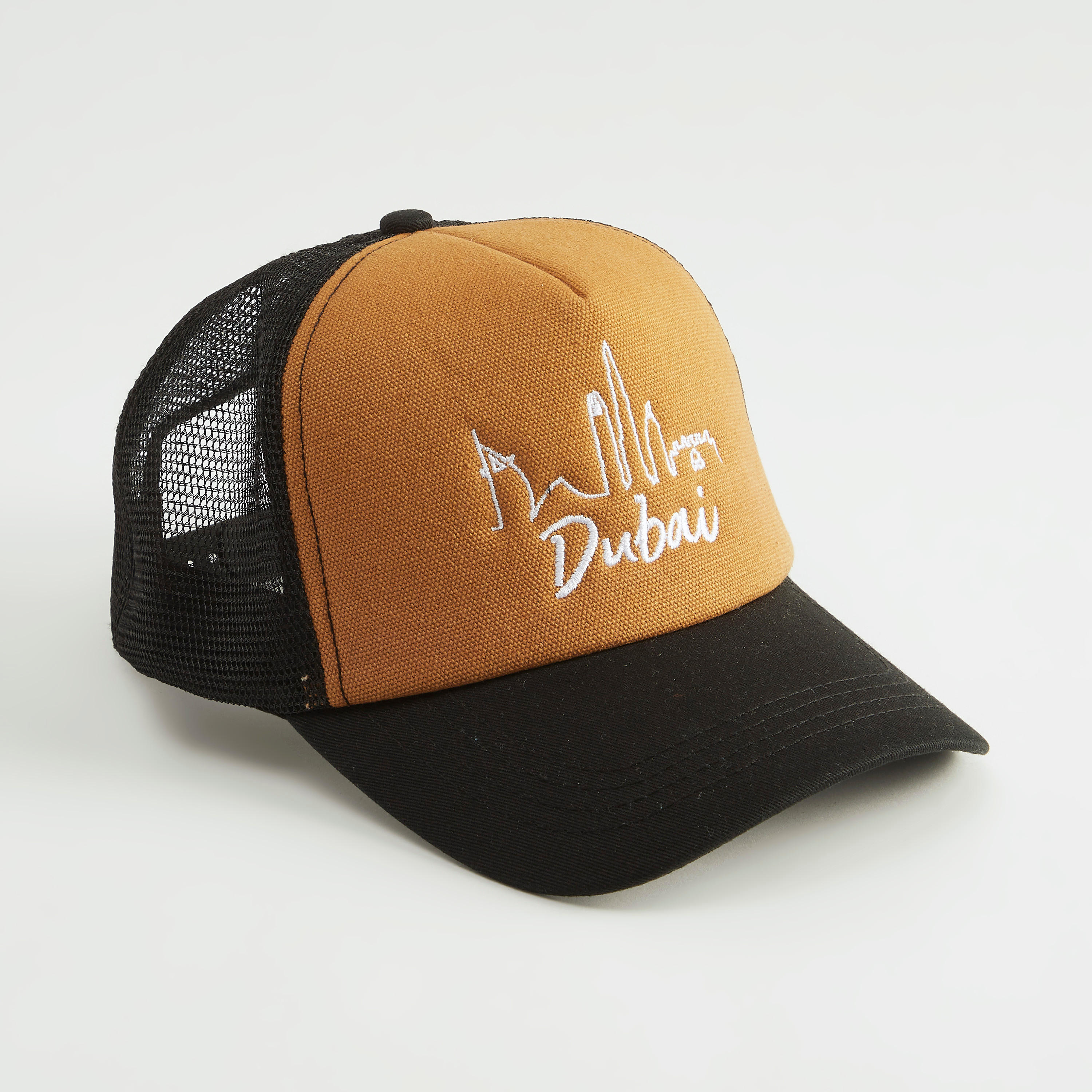 Embroidered Cap with Snap Back Closure and Mesh-men-caps-image-1