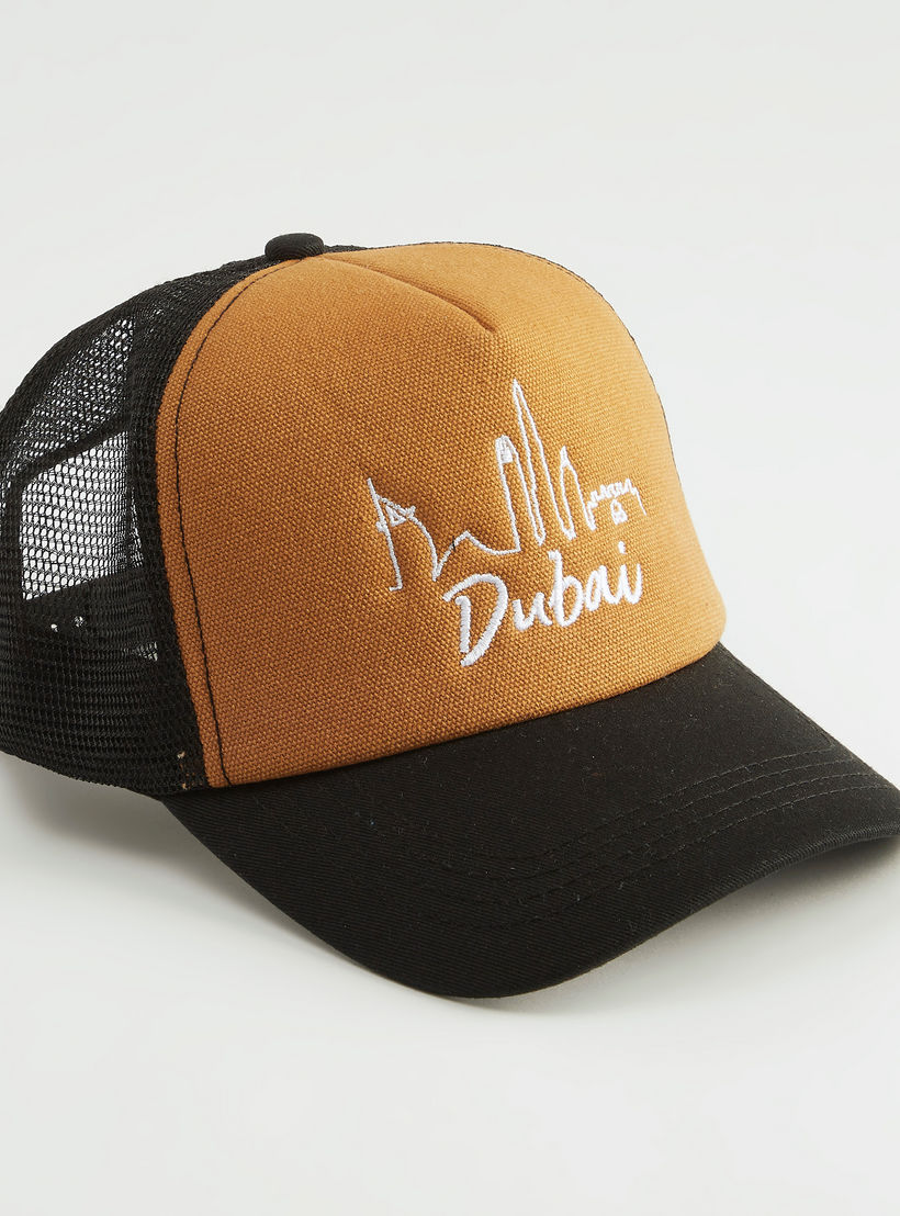 Embroidered Cap with Snap Back Closure and Mesh-men-caps-image-1