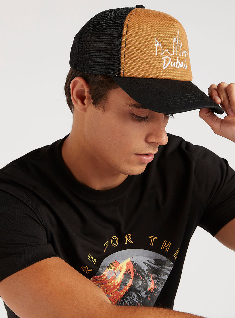 Embroidered Cap with Snap Back Closure and Mesh-men-caps-image-2
