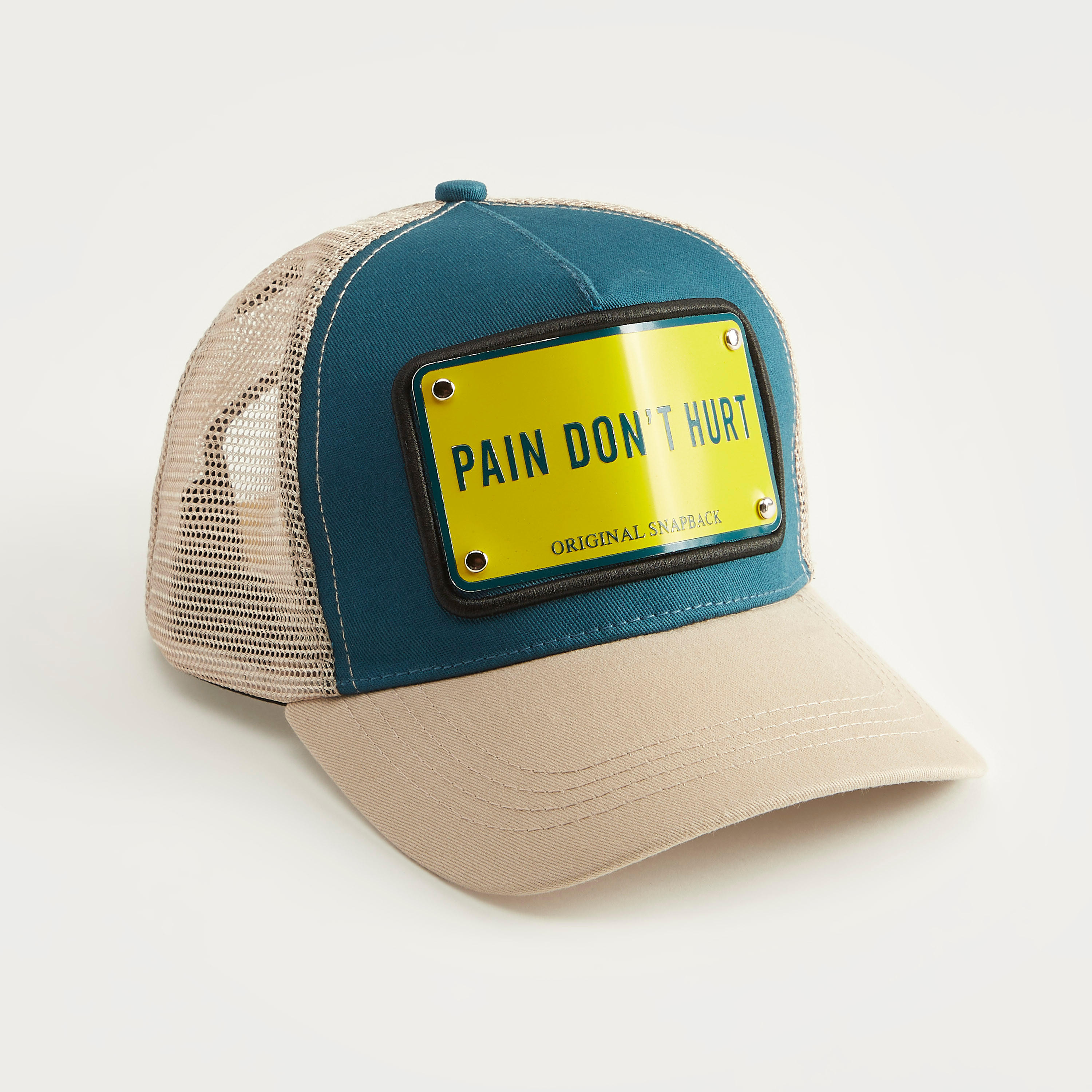 Applique Detailed Cap with Mesh and Snap Back Closure-men-caps-image-1