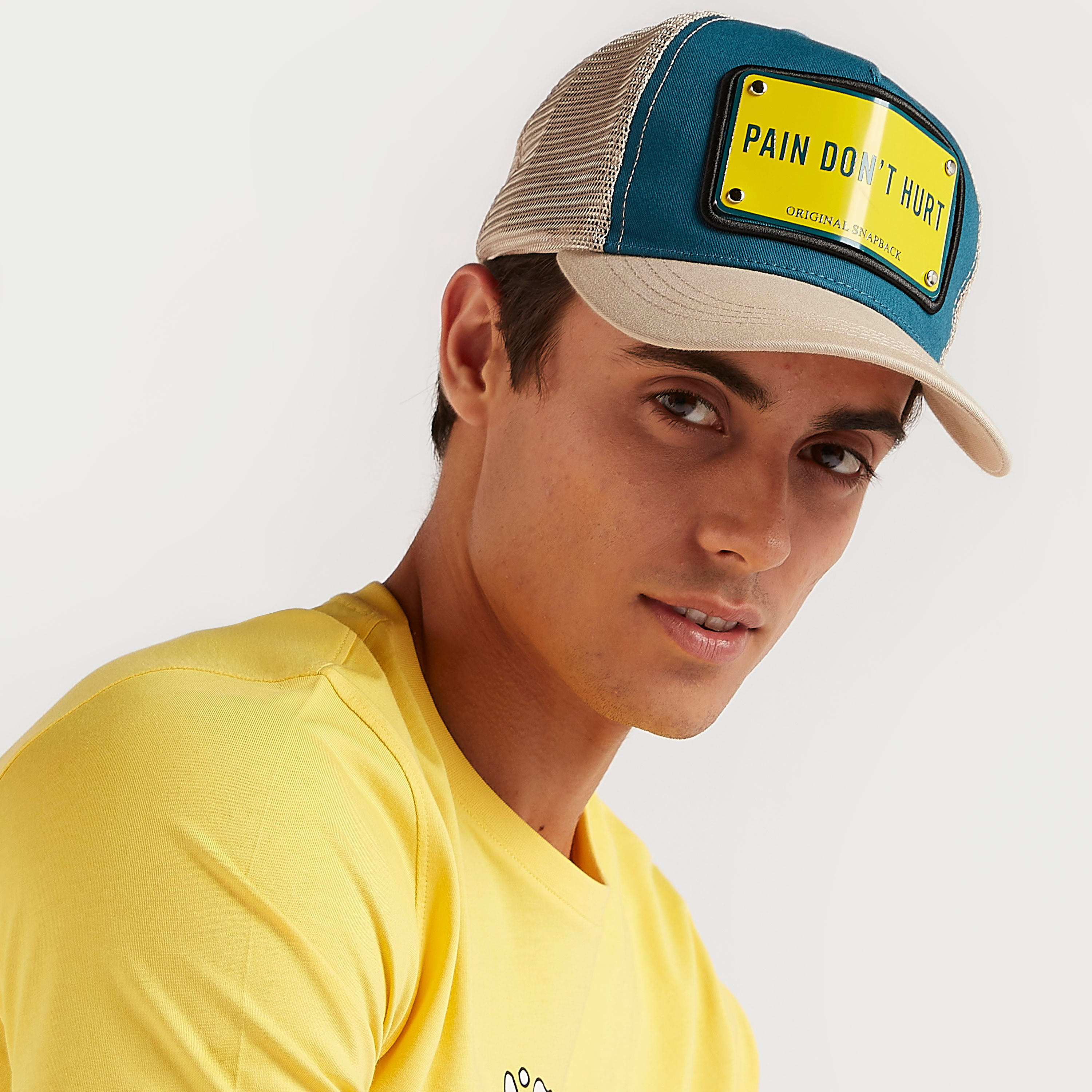 Applique Detailed Cap with Mesh and Snap Back Closure-men-caps-image-2