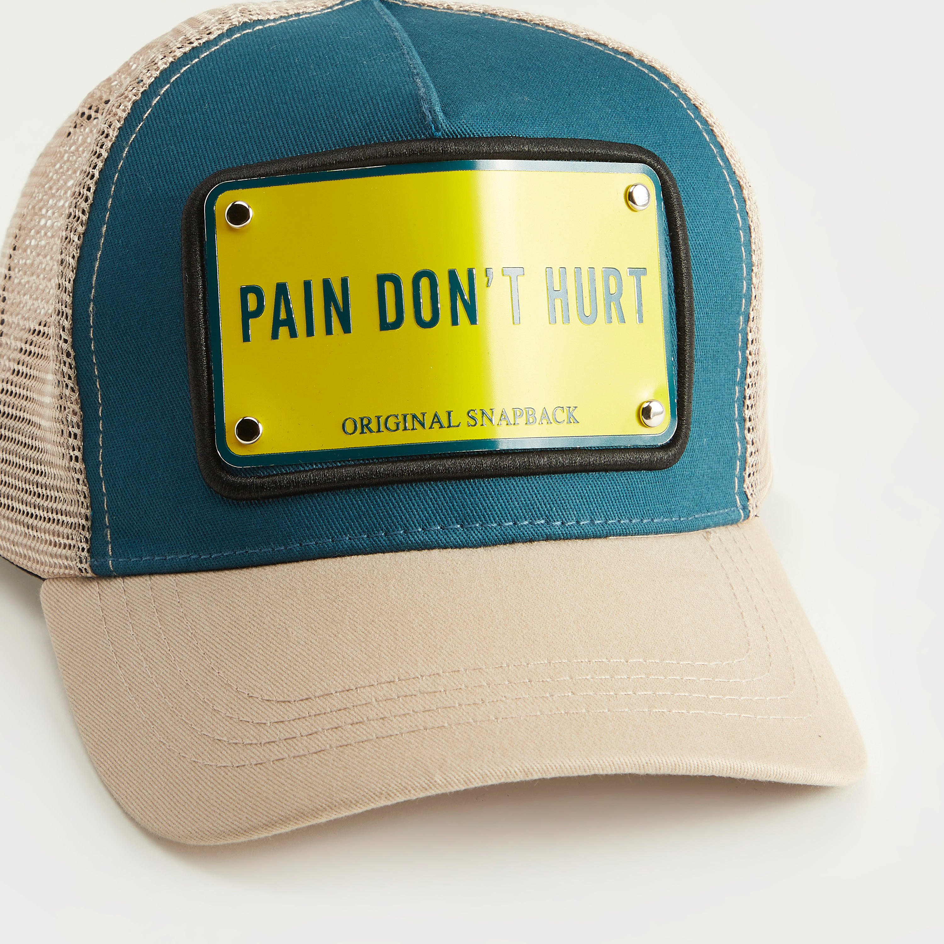 Applique Detailed Cap with Mesh and Snap Back Closure-men-caps-image-3