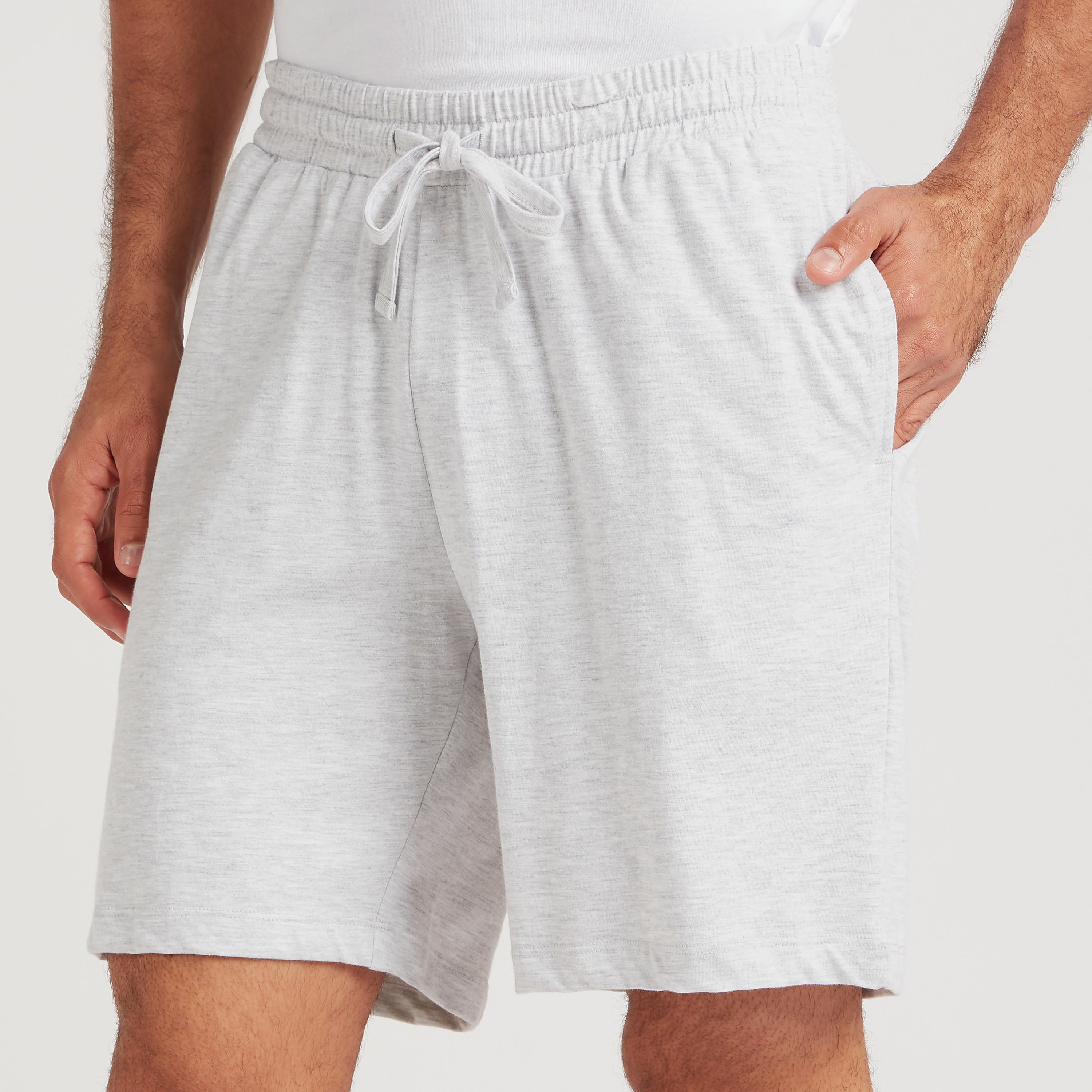 شورتات سادة برباط مطّاطي - طقم من قطعتين-men-clothing-nightwear-pyjamaandshorts-image-1