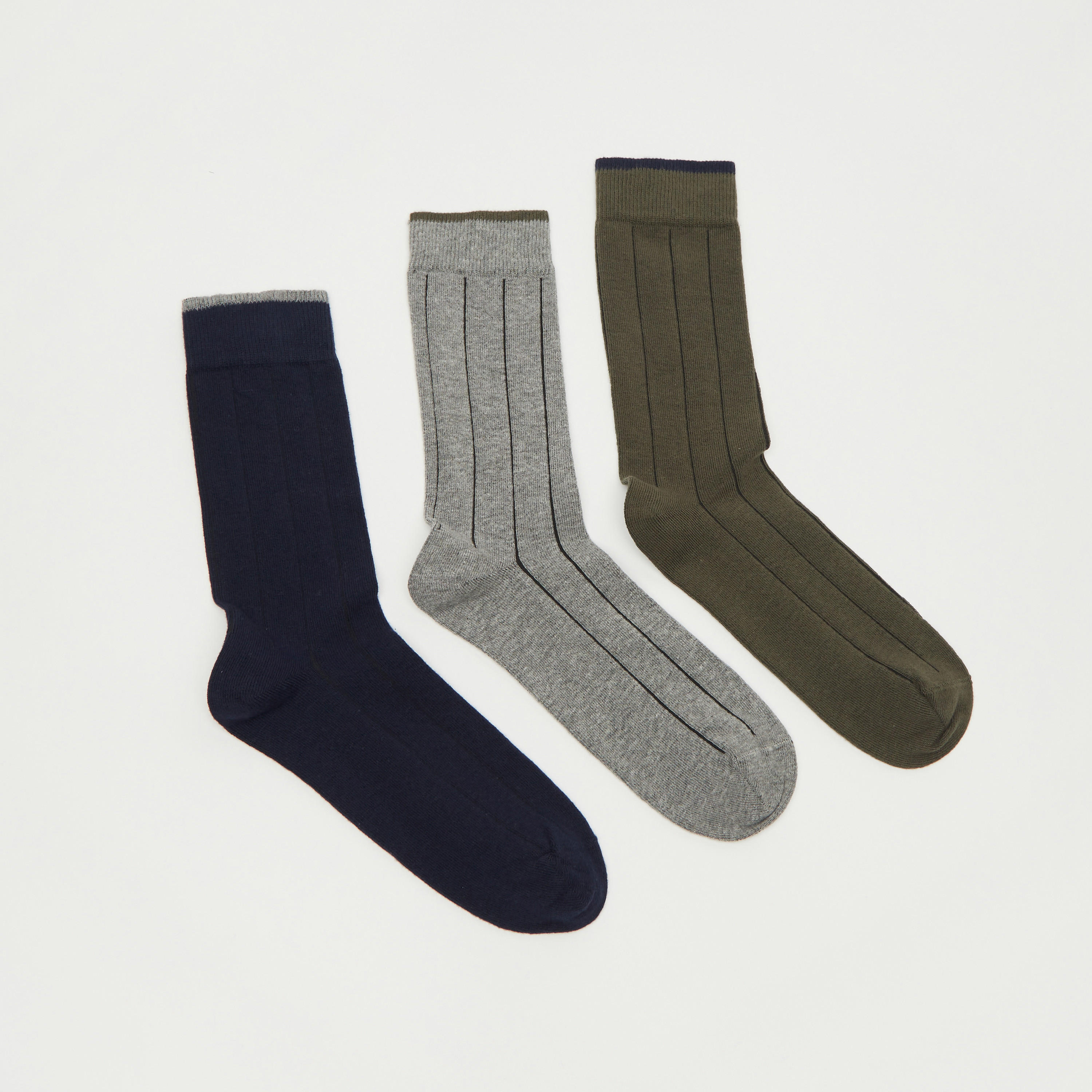 جوارب مقلّمة بطول ربلة الساق - طقم من 3-men-socks-image-2