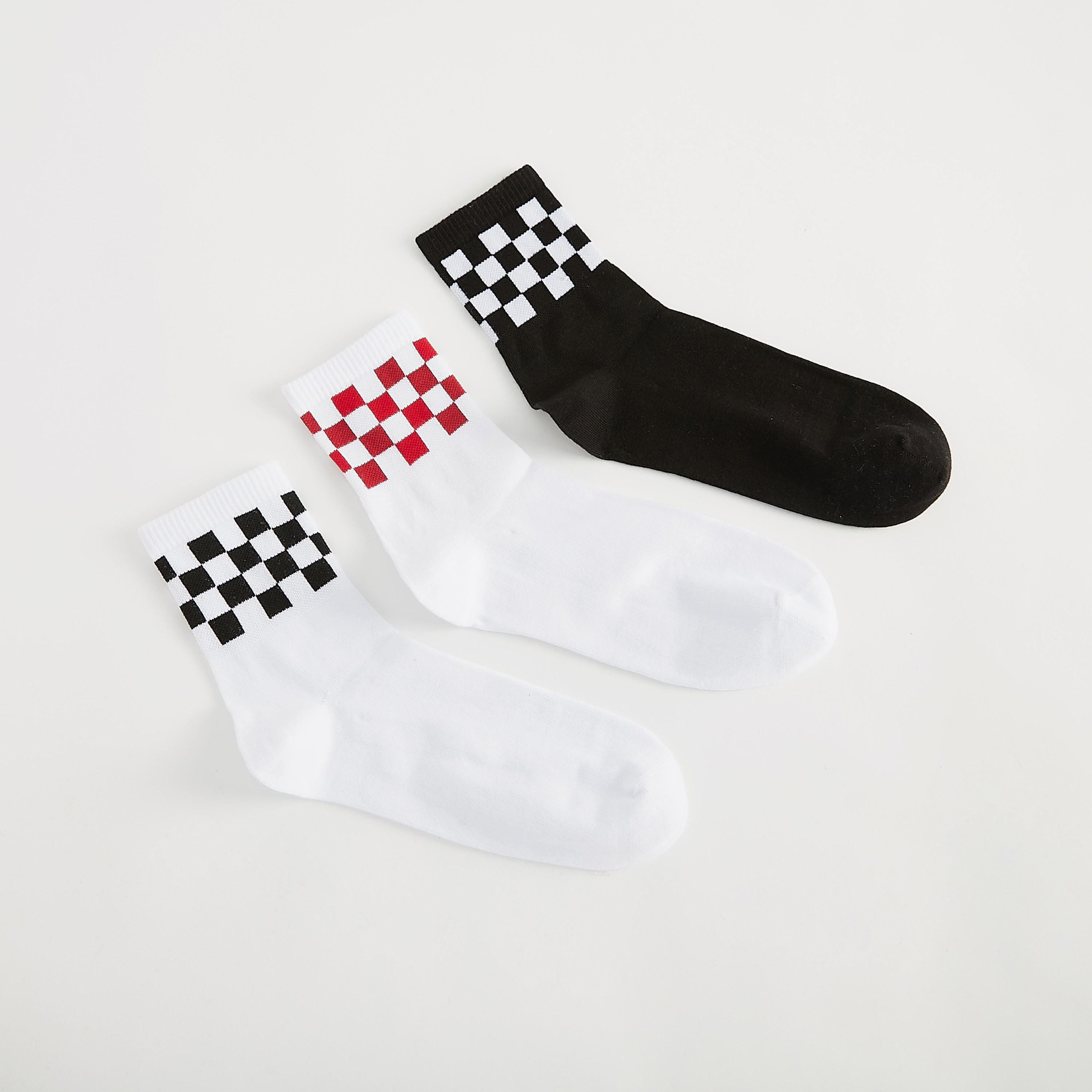 Set of 3 - Checked Ankle Length Socks-men-socks-image-1