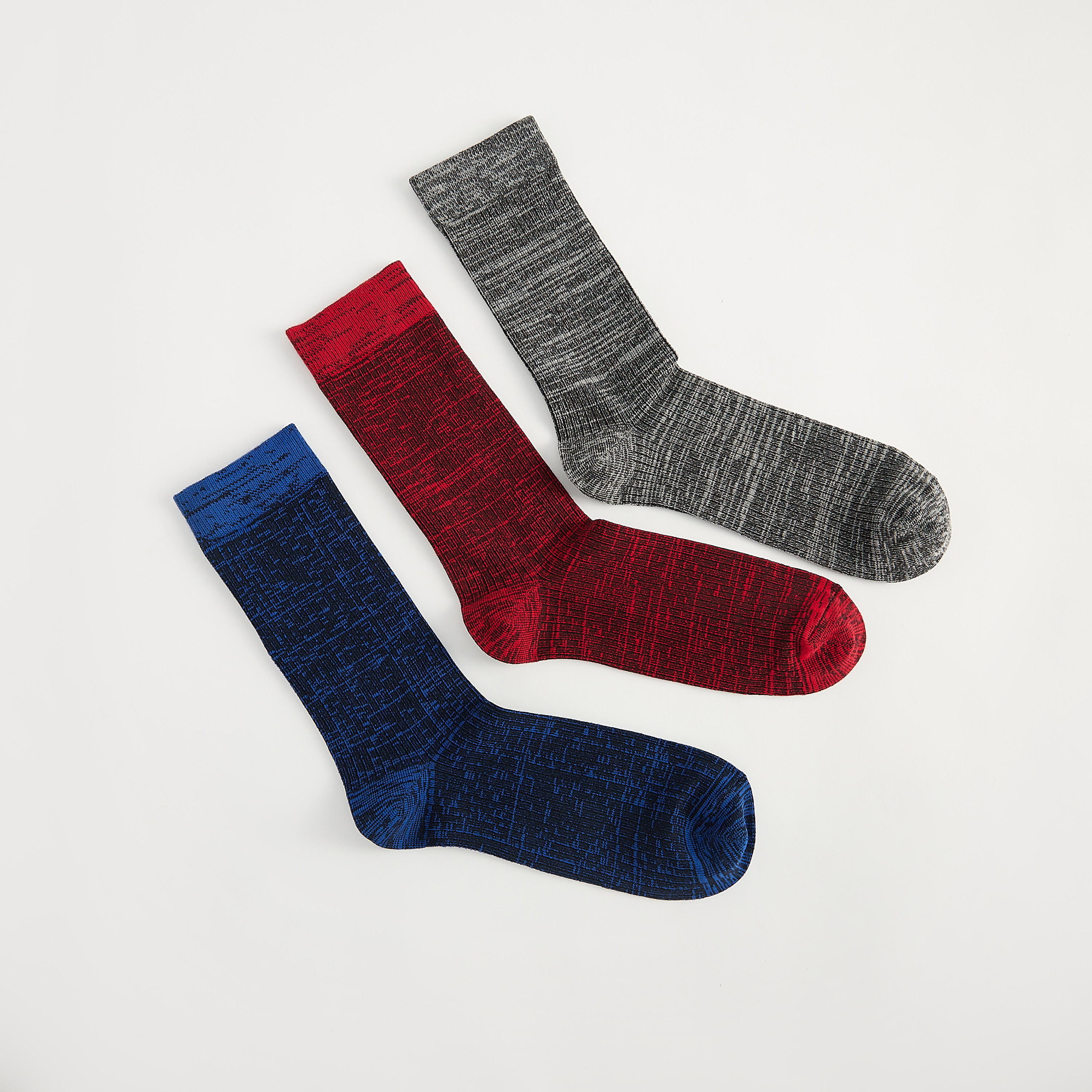 جوارب مضلّعة بطول ربلة الساق - طقم من 3-men-socks-image-1
