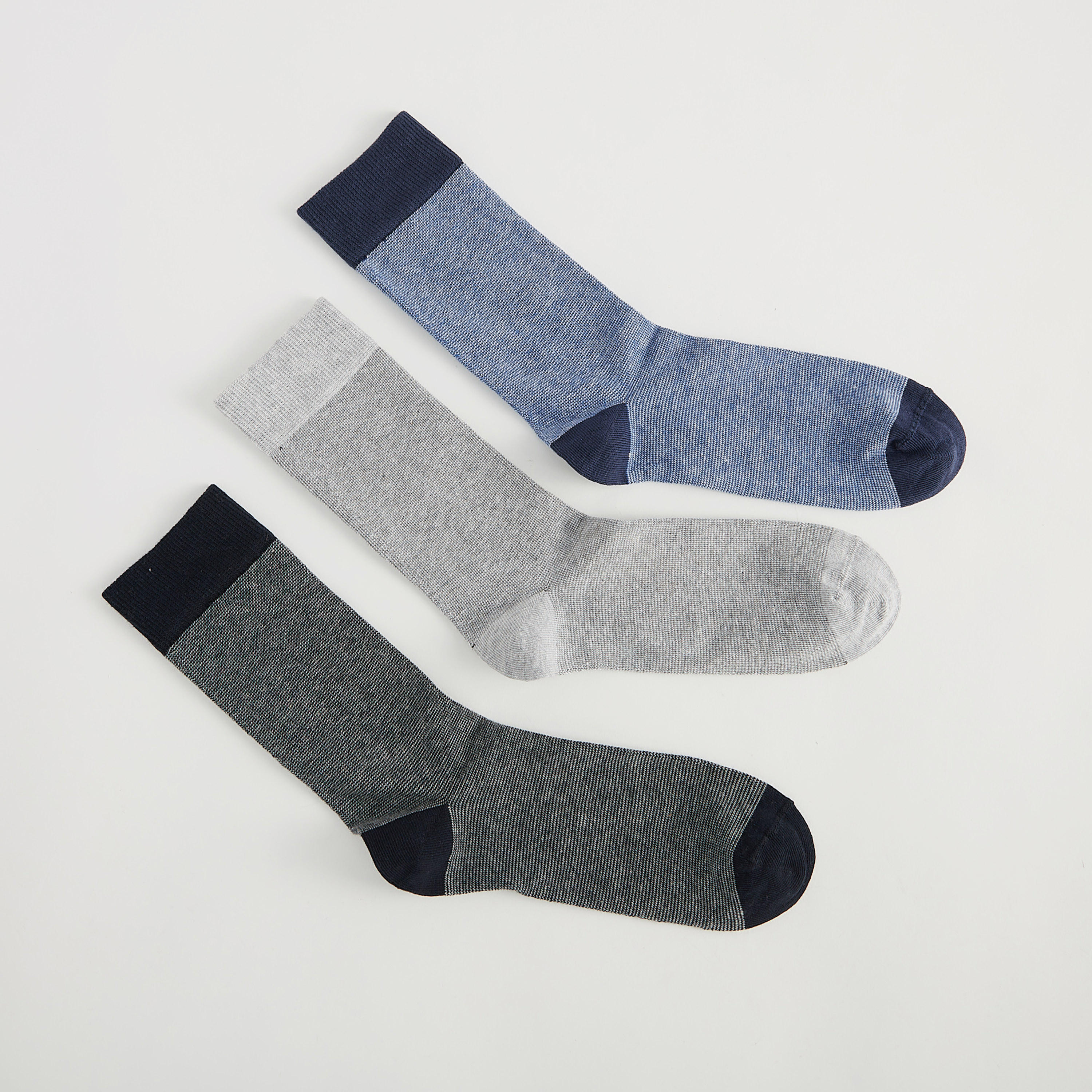 Set of 3 - Textured Calf Length Socks-men-socks-image-1