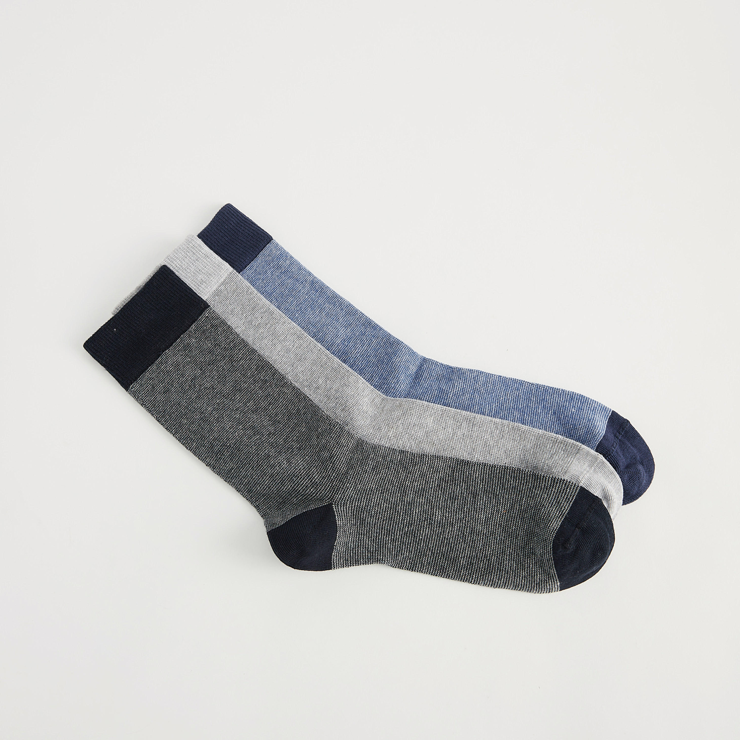 Set of 3 - Textured Calf Length Socks-men-socks-image-2