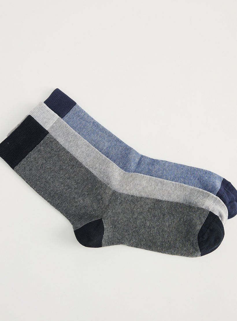 Set of 3 - Textured Calf Length Socks-men-socks-image-2