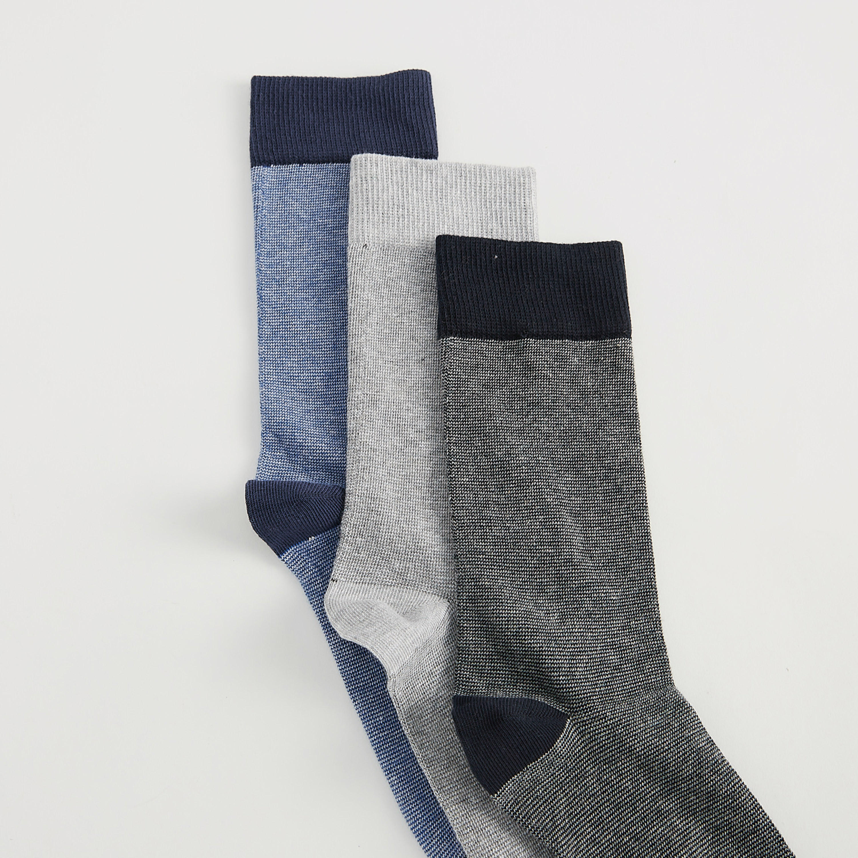 Set of 3 - Textured Calf Length Socks-men-socks-image-3