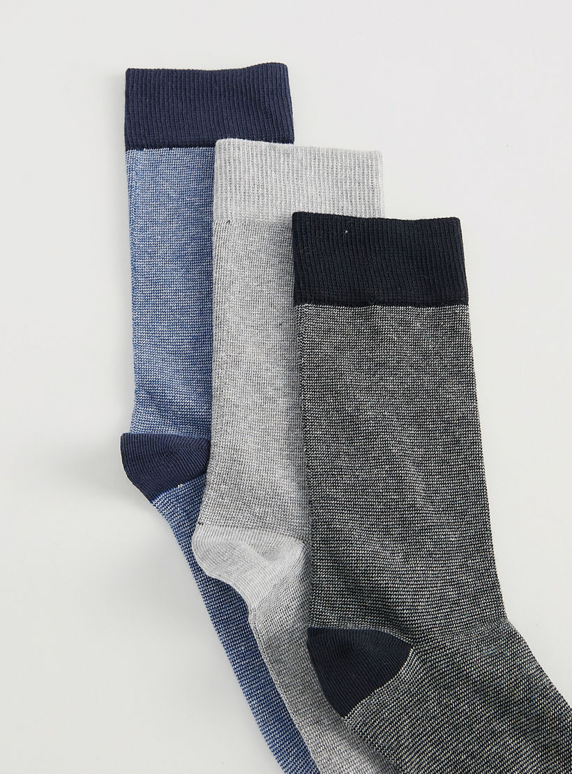Set of 3 - Textured Calf Length Socks-men-socks-image-3