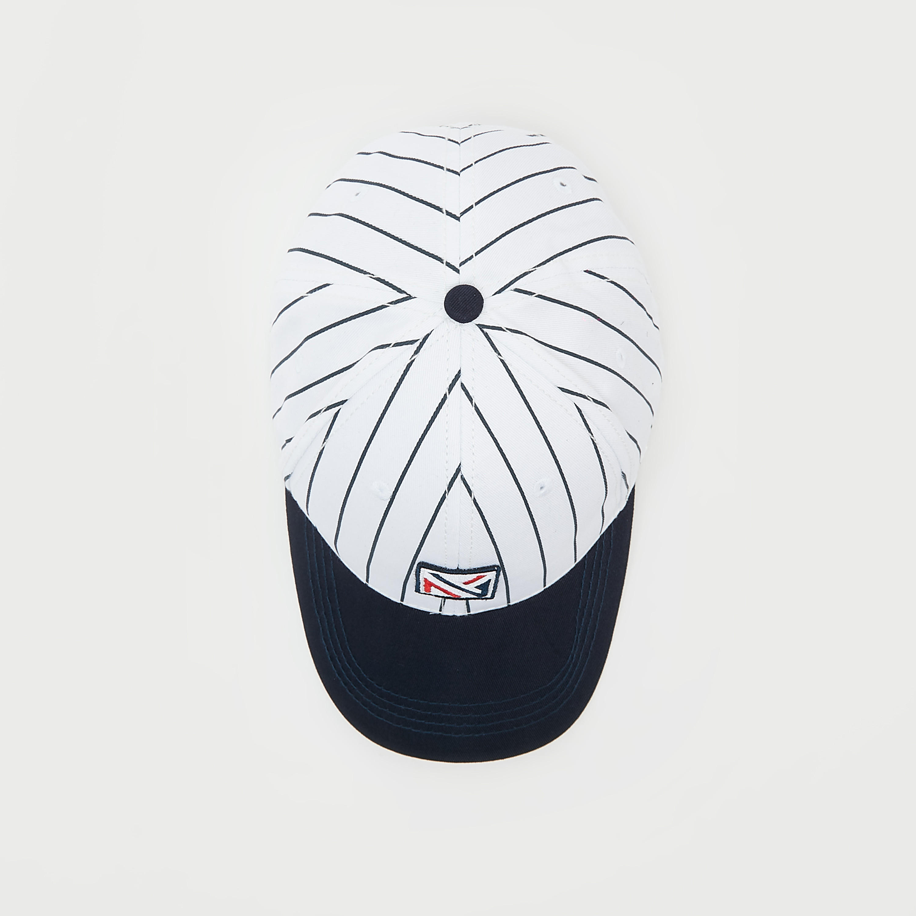 Striped Cap with Buckled Back Strap Closure and Applique-men-caps-image-3