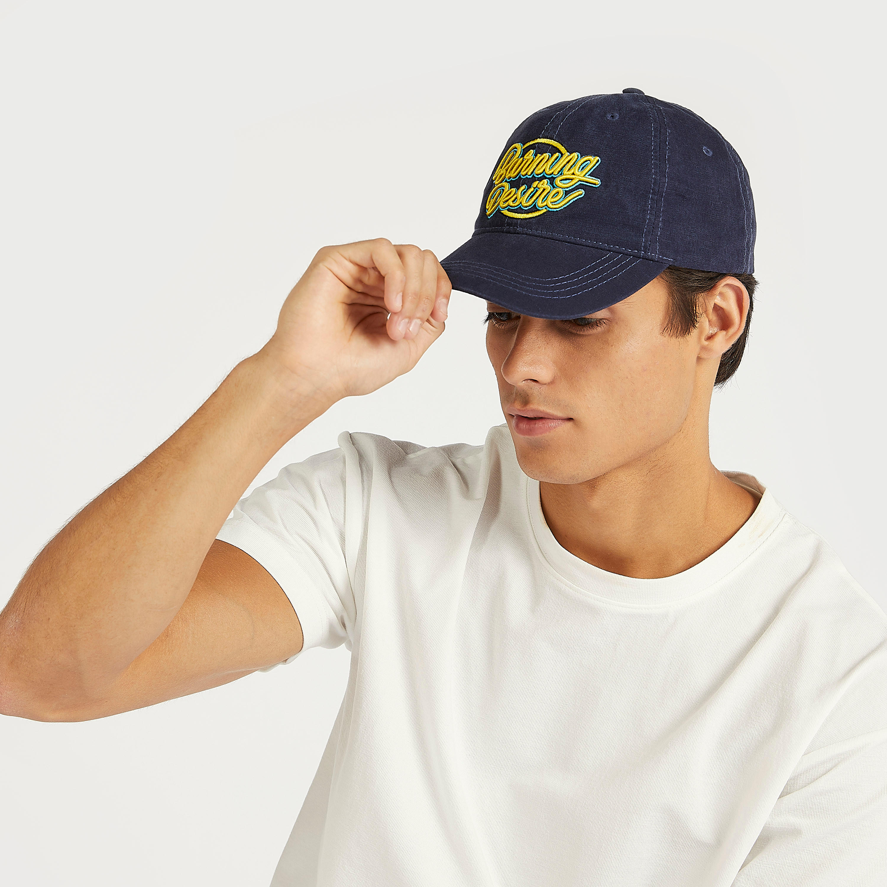 Embroidered Cap with Eyelets and Buckled Strap Closure-men-caps-image-2