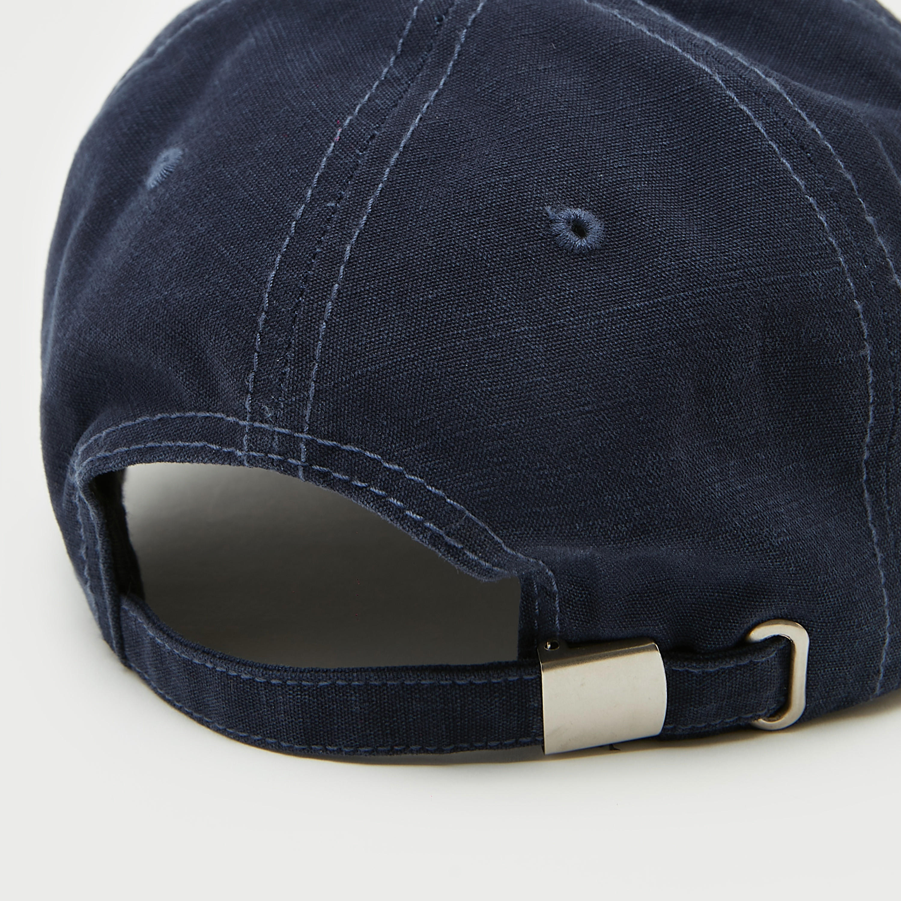 Embroidered Cap with Eyelets and Buckled Strap Closure-men-caps-image-6