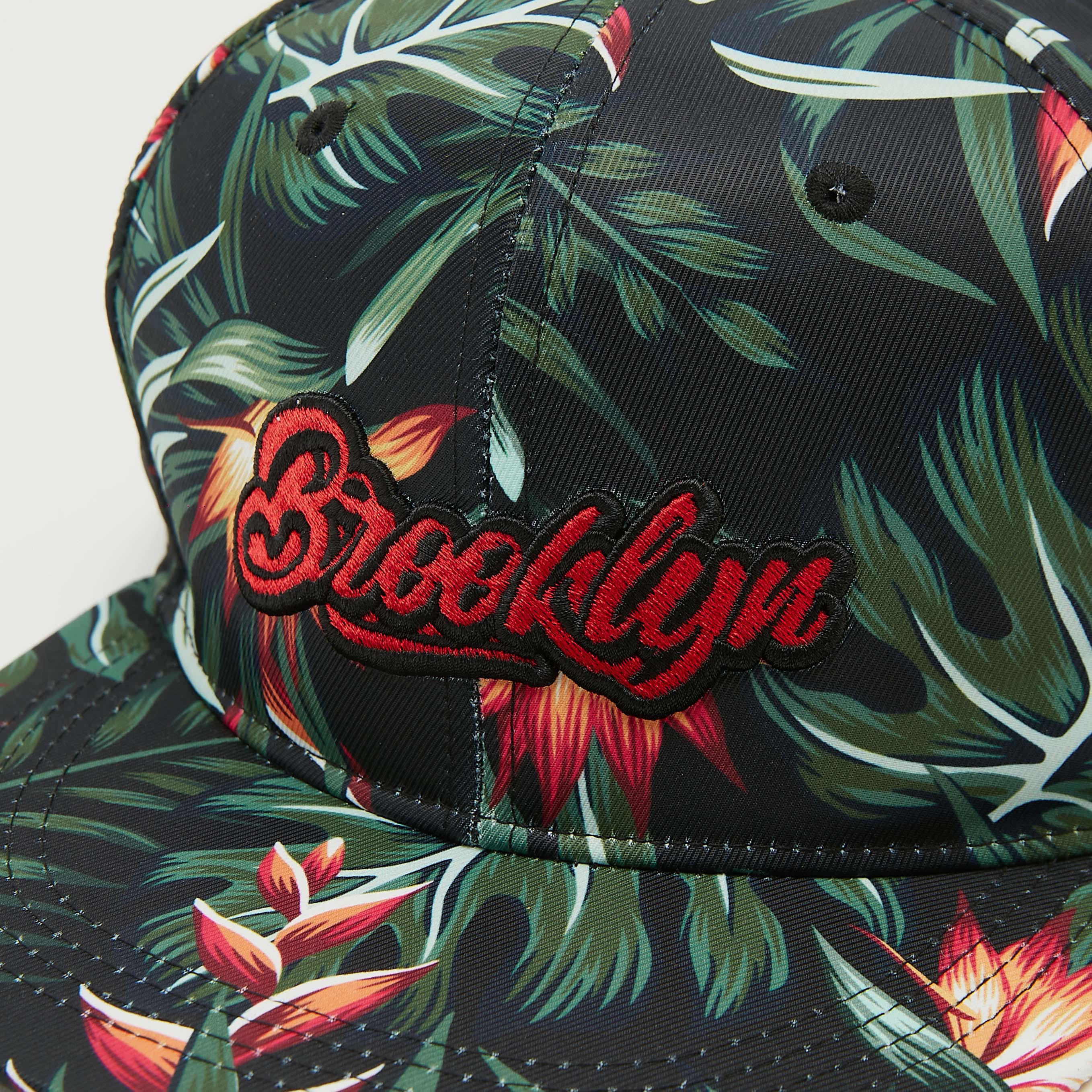 Tropical Print Cap with Eyelets and Snap Back Closure-men-caps-image-2