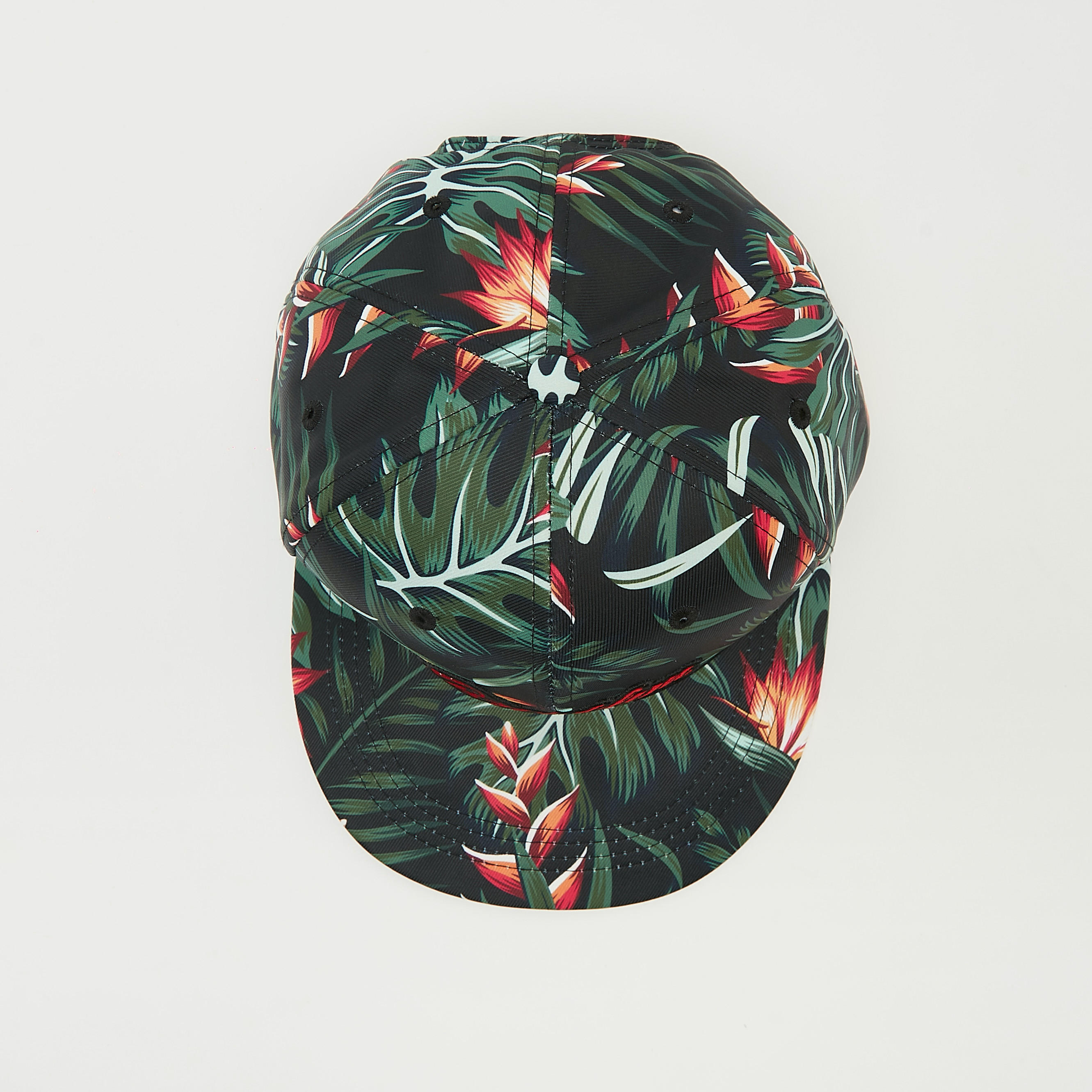 Tropical Print Cap with Eyelets and Snap Back Closure-men-caps-image-3