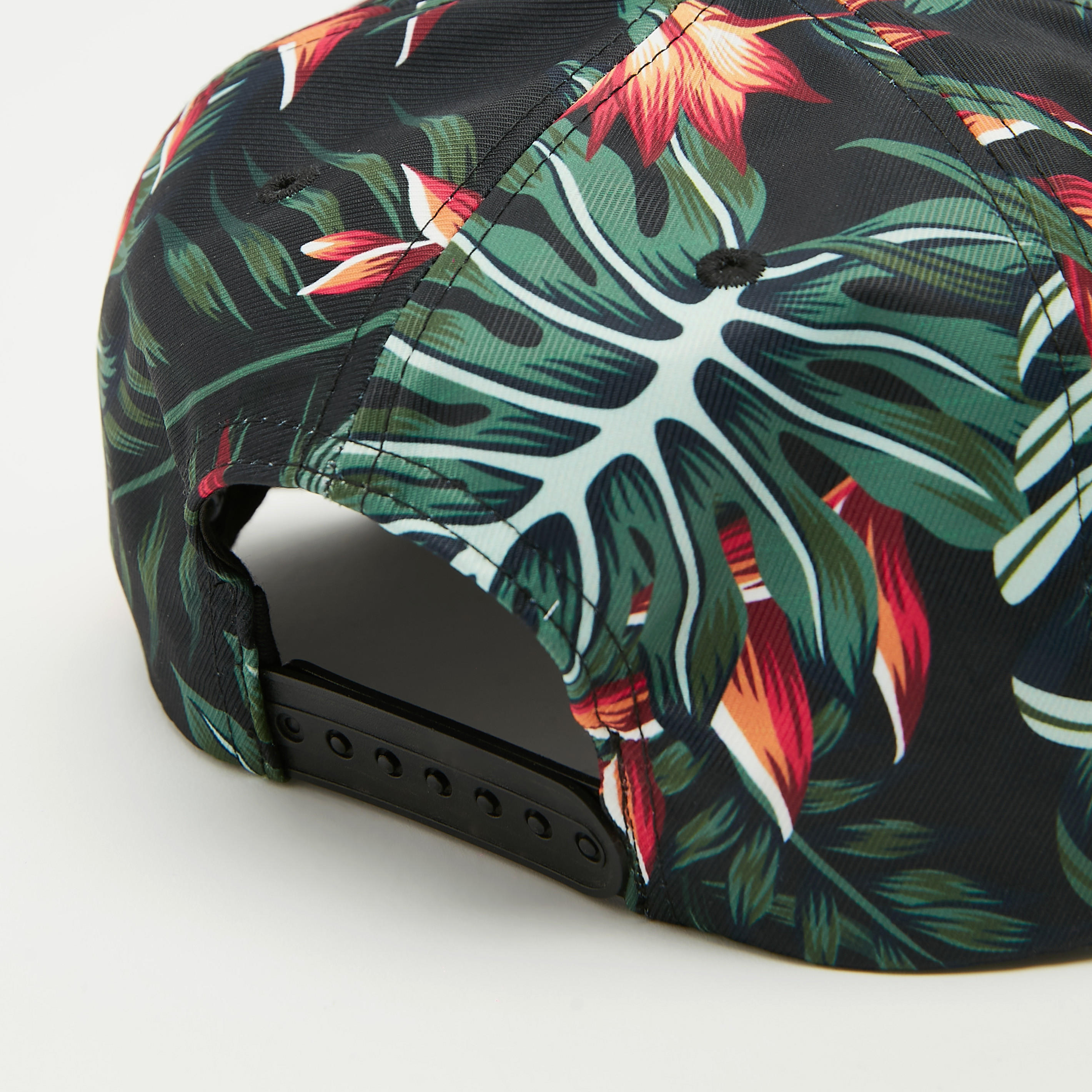 Tropical Print Cap with Eyelets and Snap Back Closure-men-caps-image-5