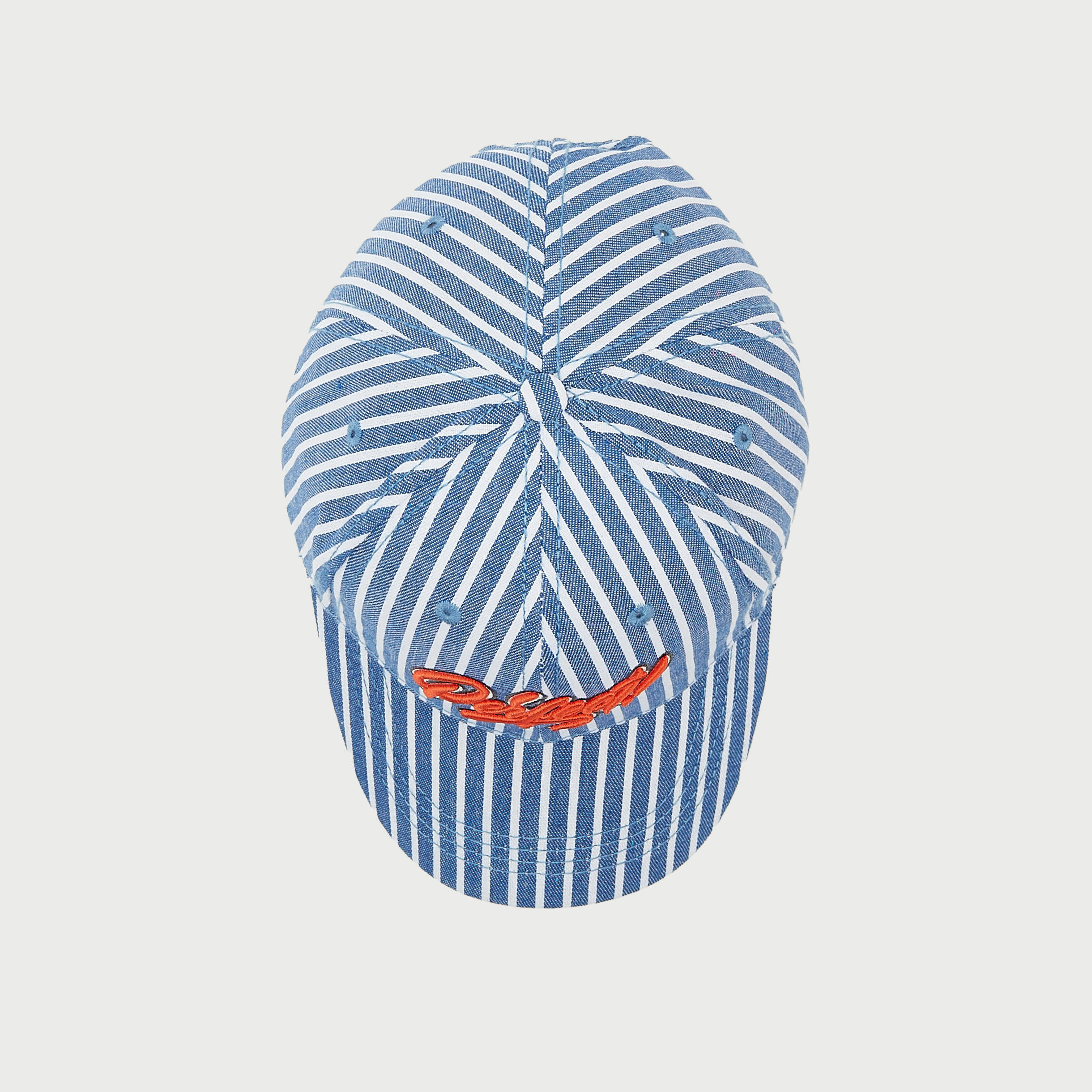 Striped Cap with Eyelets and Buckle Strap Closure-men-caps-image-4