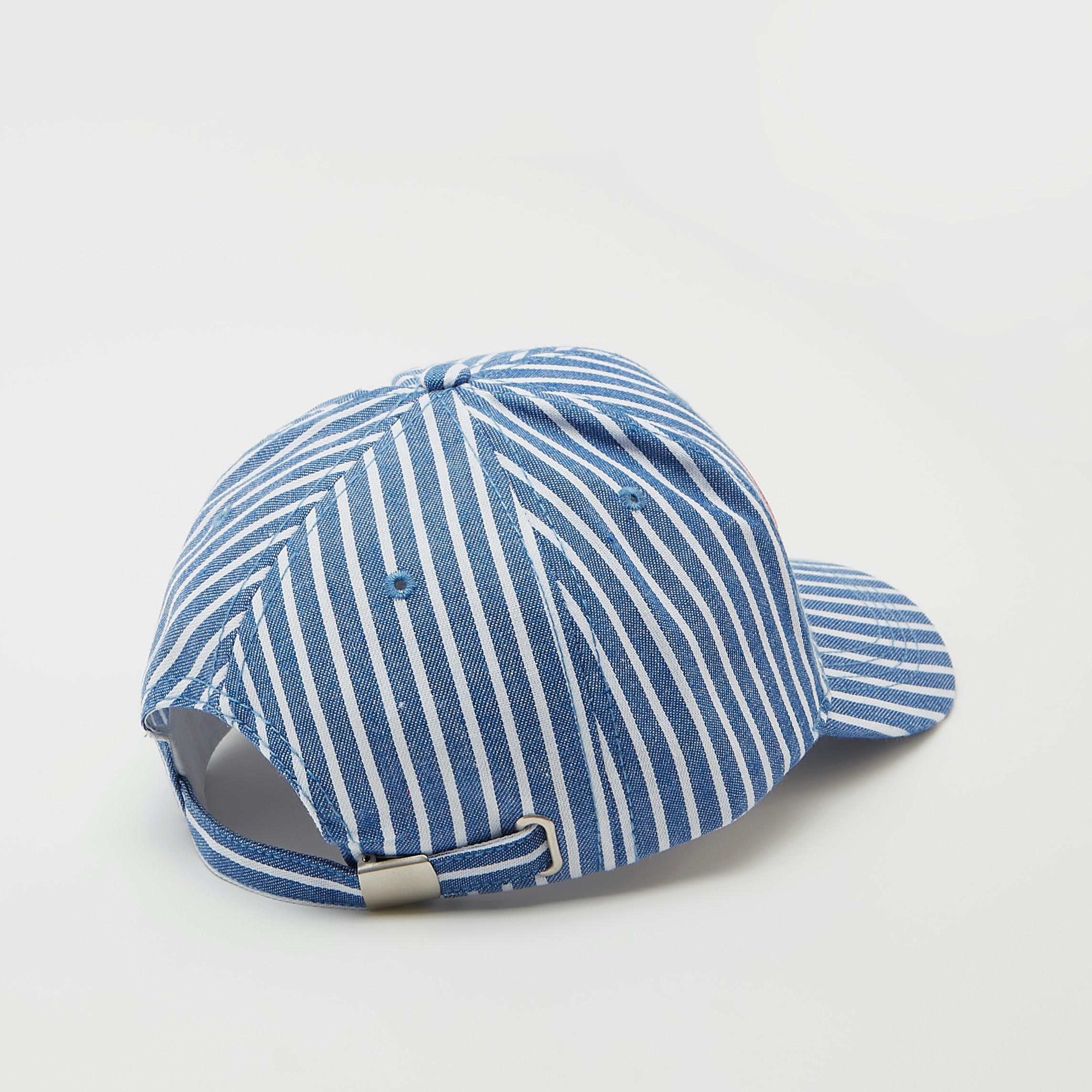 Striped Cap with Eyelets and Buckle Strap Closure-men-caps-image-5