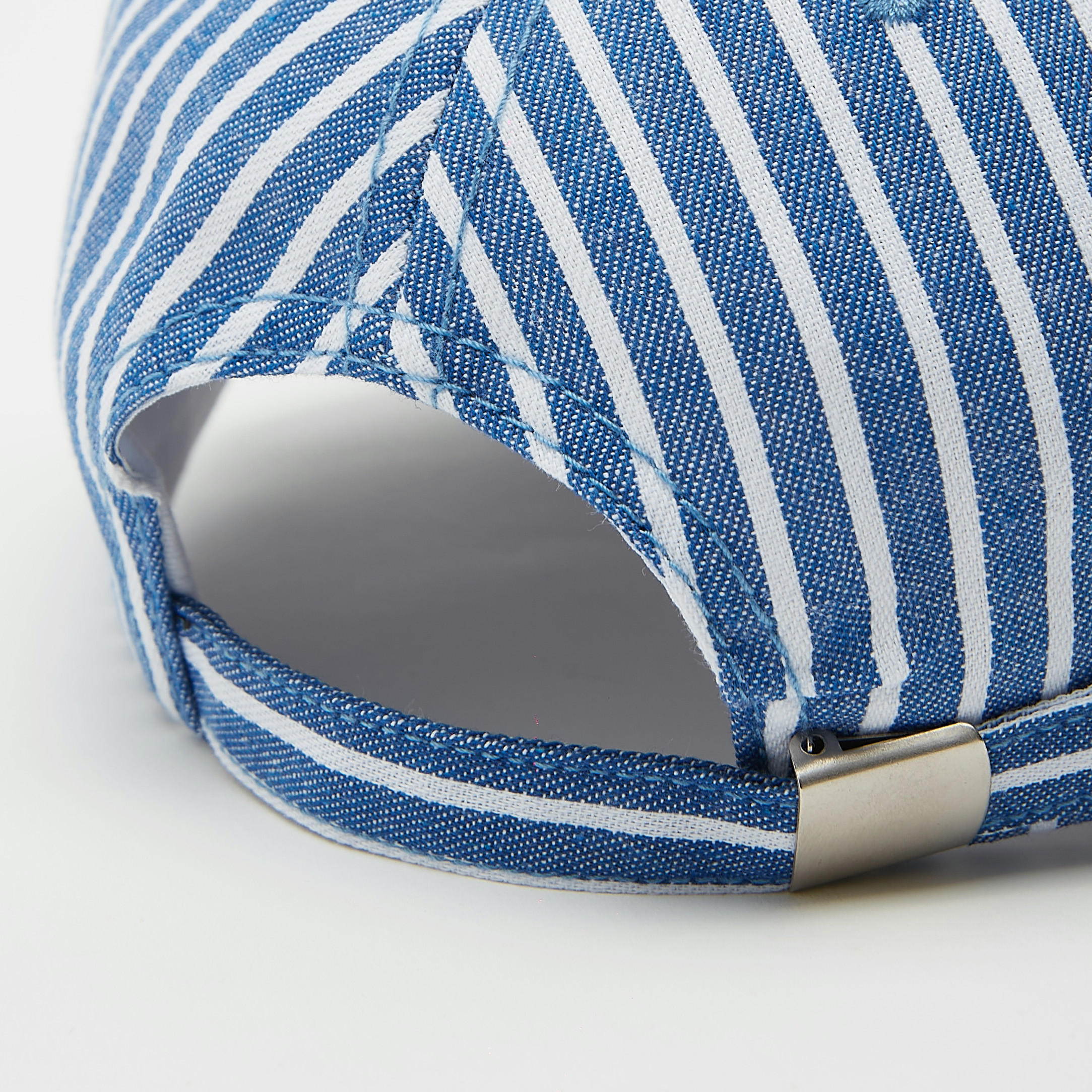 Striped Cap with Eyelets and Buckle Strap Closure-men-caps-image-6