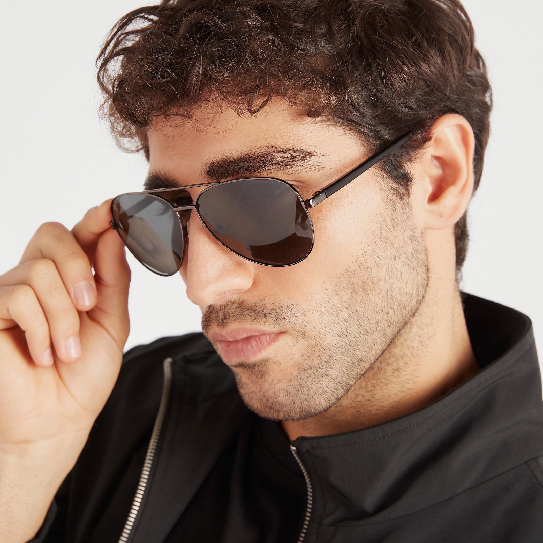 Occhiali Full Rim Aviator Sunglasses with Nose Pads-men-sunglasses-image-2