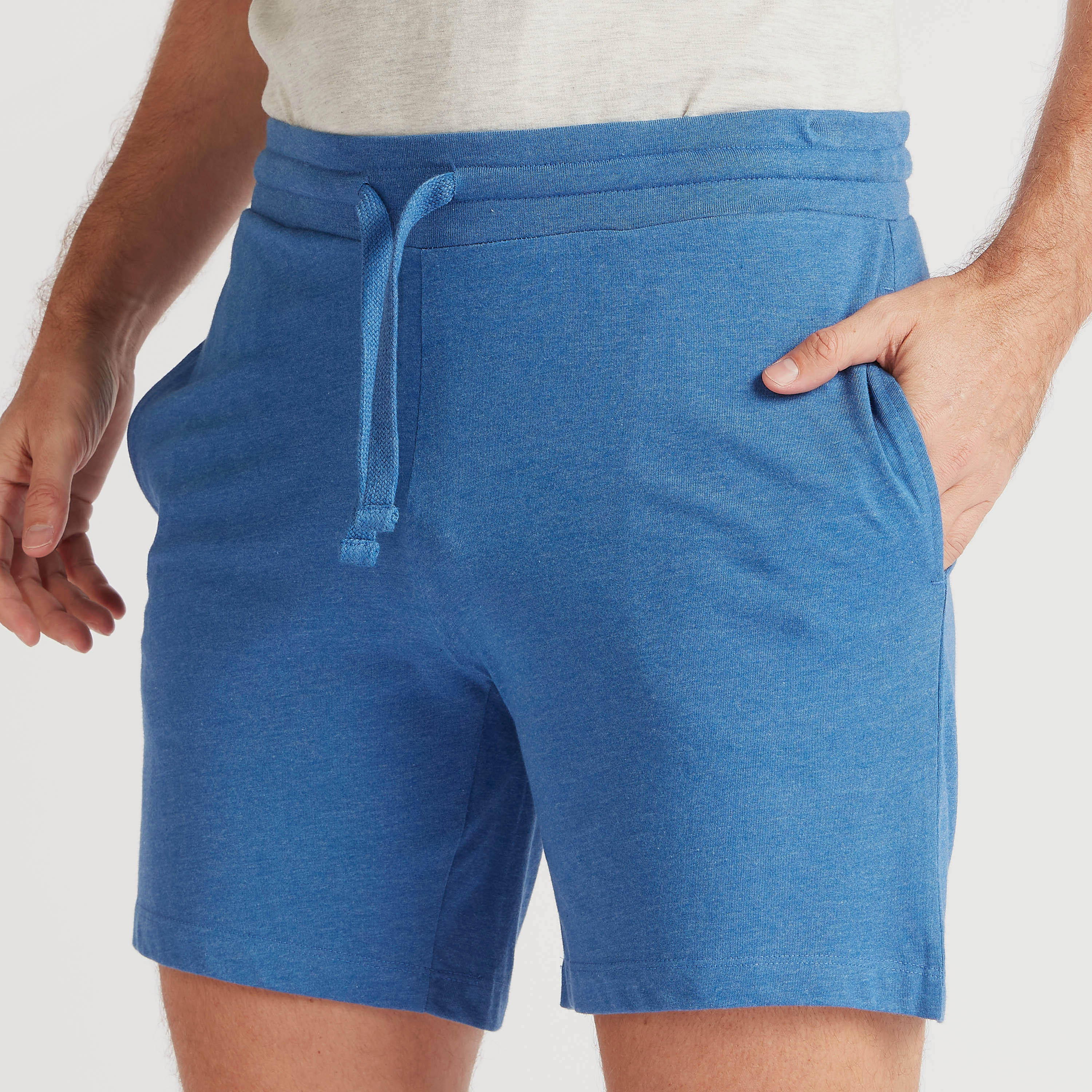 طقم شورت برباط إغلاق وتيشيرت سادة بياقة بأزرار-men-clothing-nightwear-sets-image-2